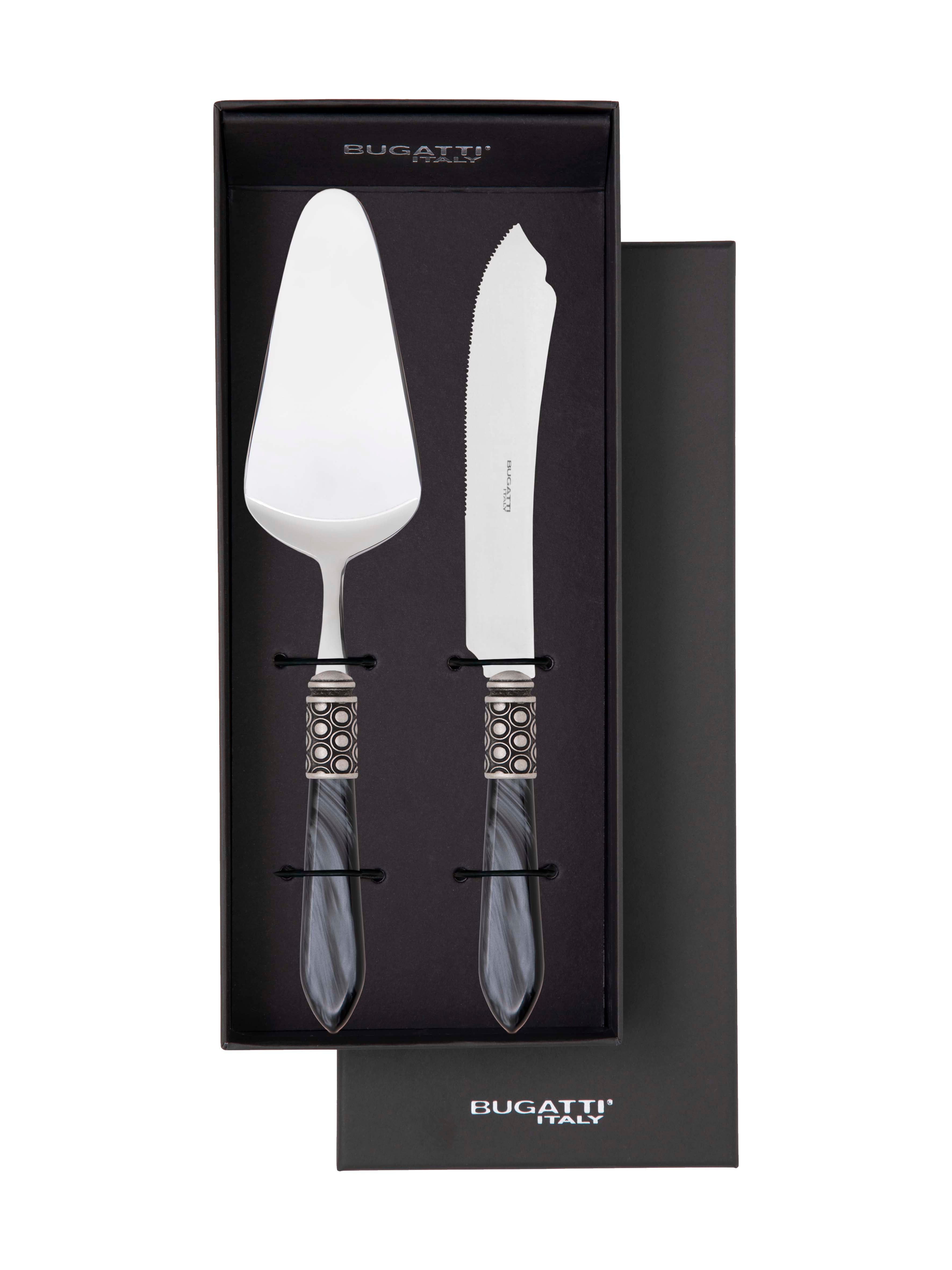 Optical Antique 2 Piece Cake Serving set - Charcoal