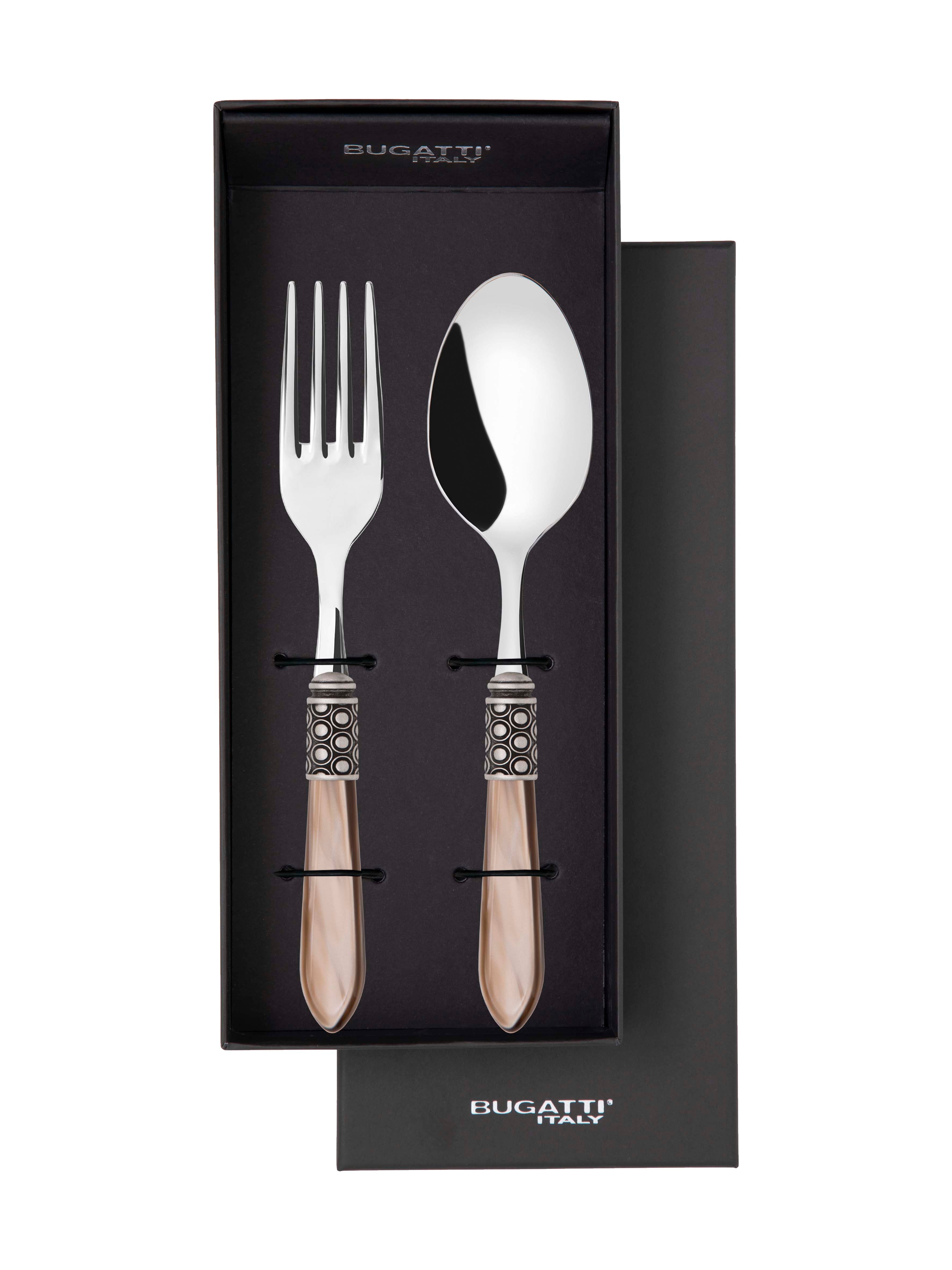 Optical Antique 2 Piece Serving Set - Taupe