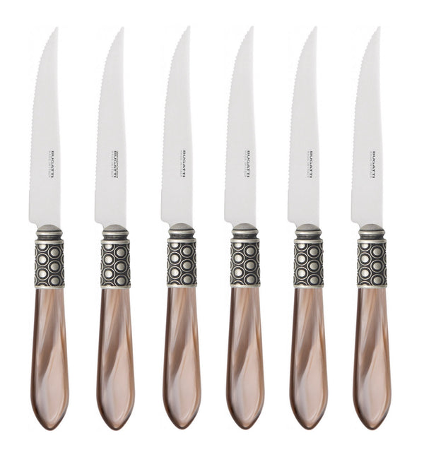 Optical Antique 6 Piece Steak knife Set - Taupe