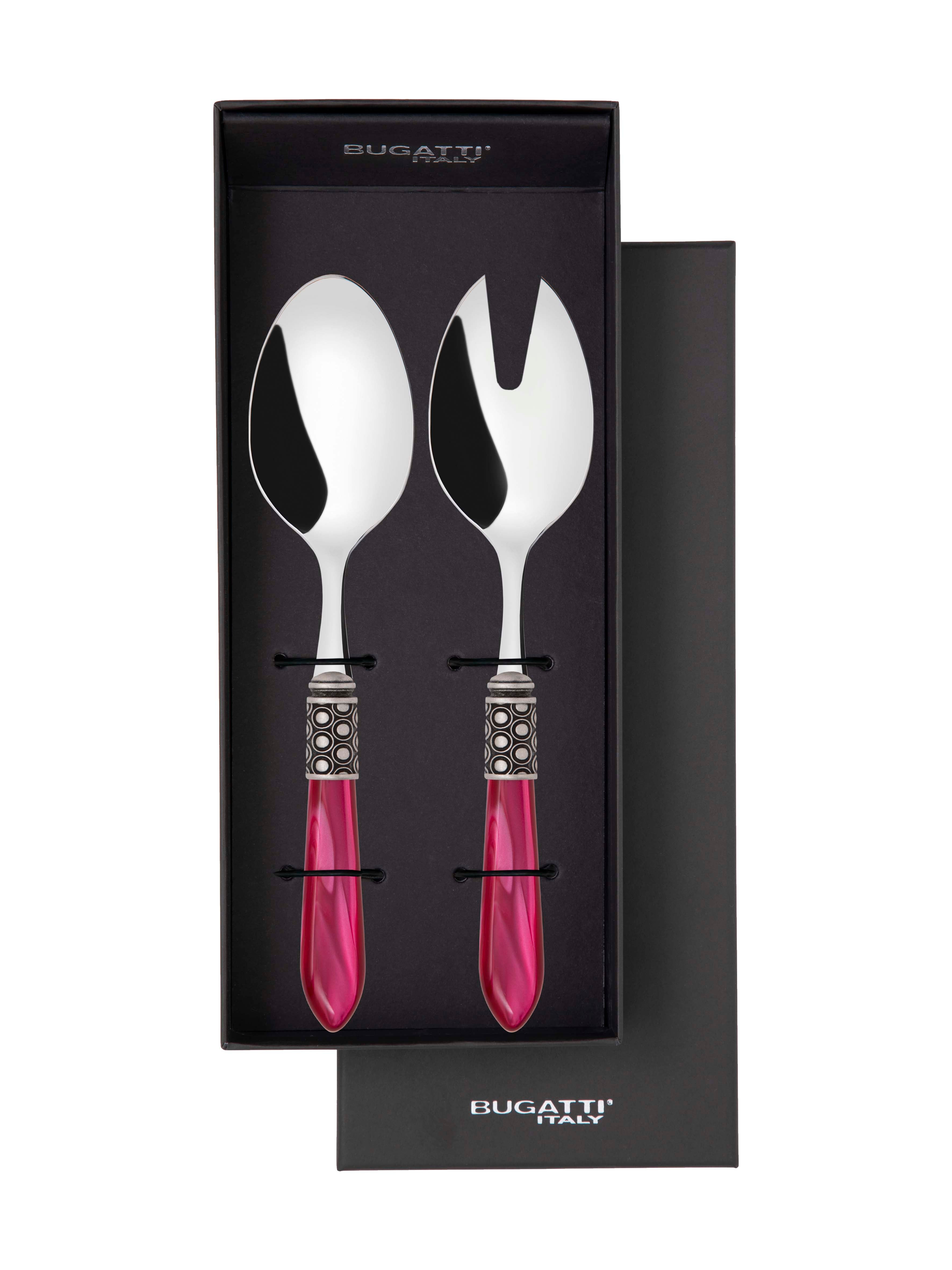 Optical Antique 2 Piece Salad Servers - Raspberry