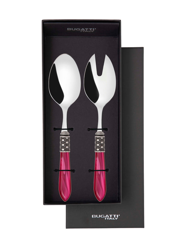 Optical Antique 2 Piece Salad Servers - Raspberry