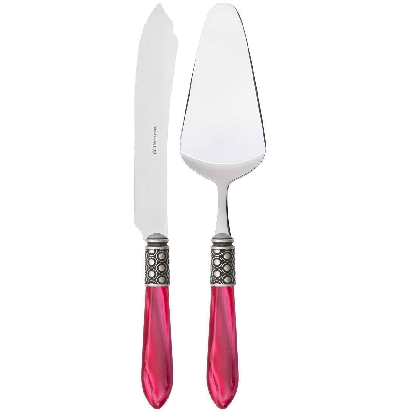 Optical Antique 2 Piece Cake Serving set - Raspberry