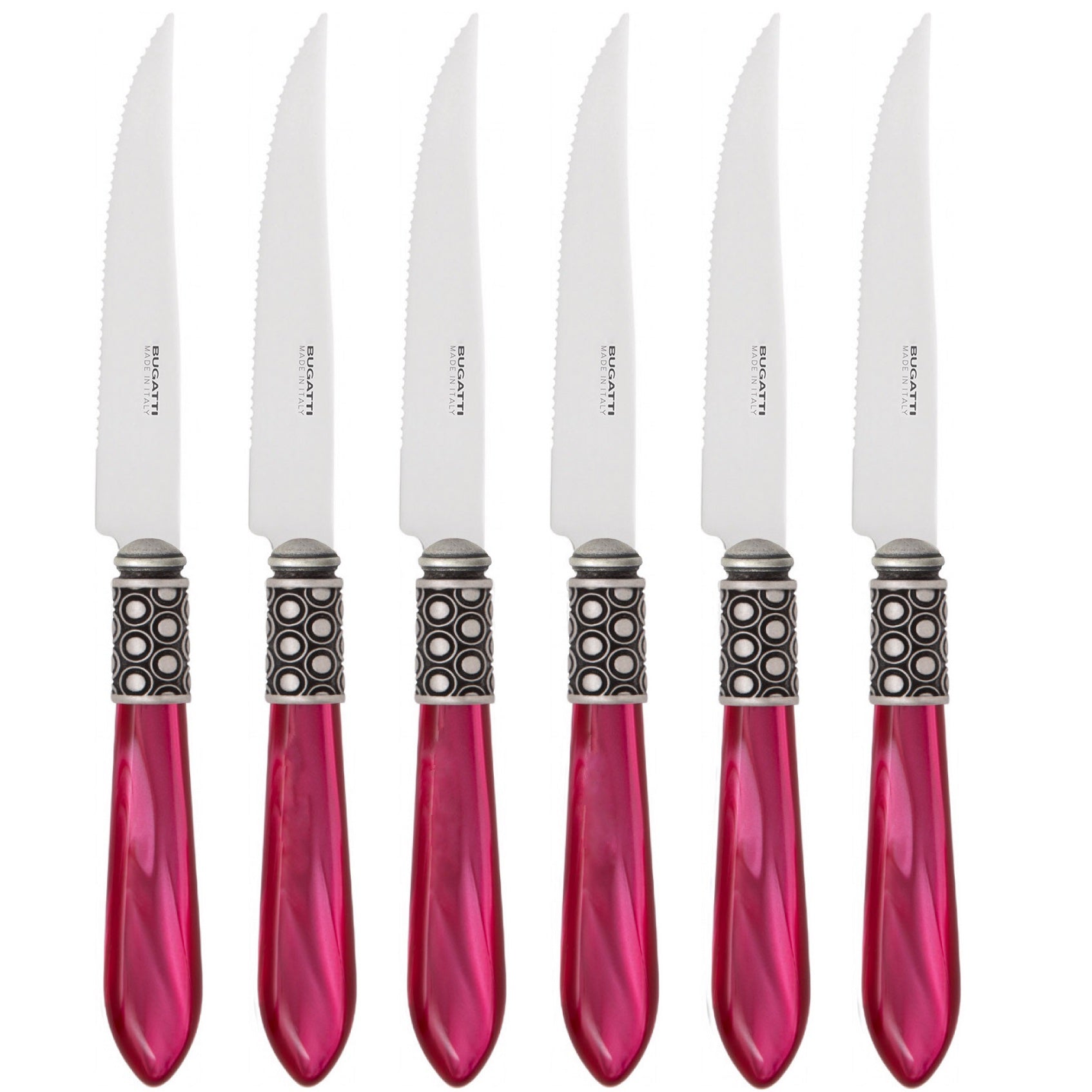Optical Antique 6 Piece Steak knife Set - Raspberry