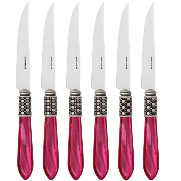 Optical Antique 6 Piece Steak knife Set - Raspberry