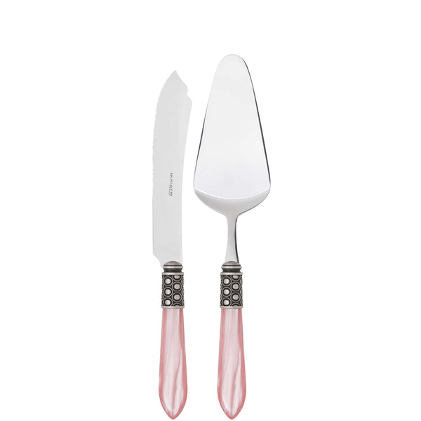 Optical Antique 2 Piece Cake Serving set - Pink