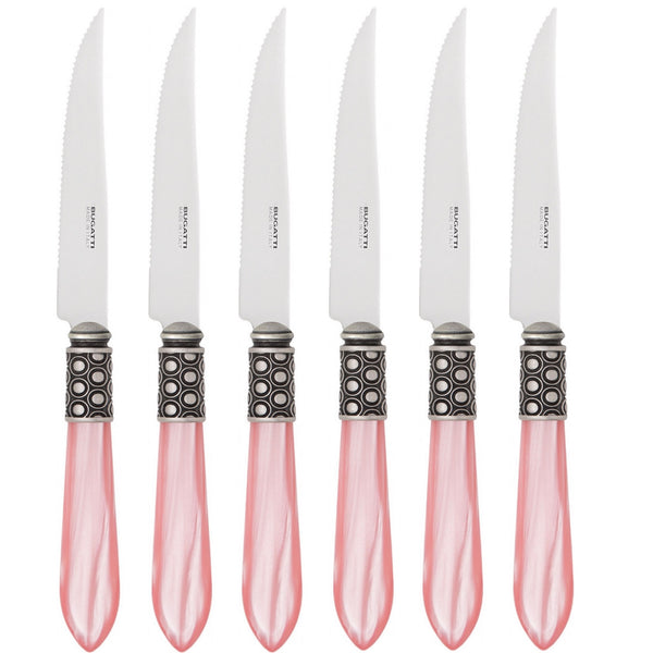 Optical Antique 6 Piece Steak knife Set - Pink