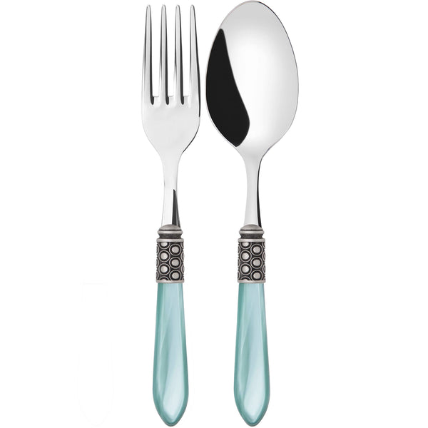 Optical Antique 2 Piece Serving Set - Aqua