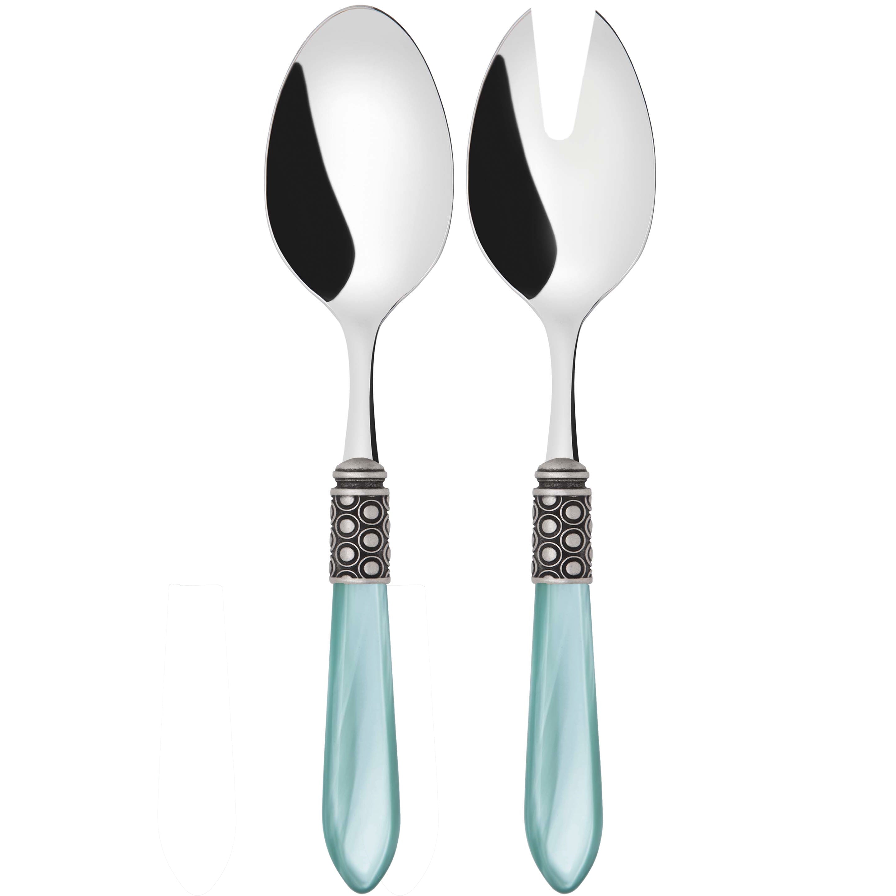 Optical Antique 2 Piece Salad Servers - Aqua