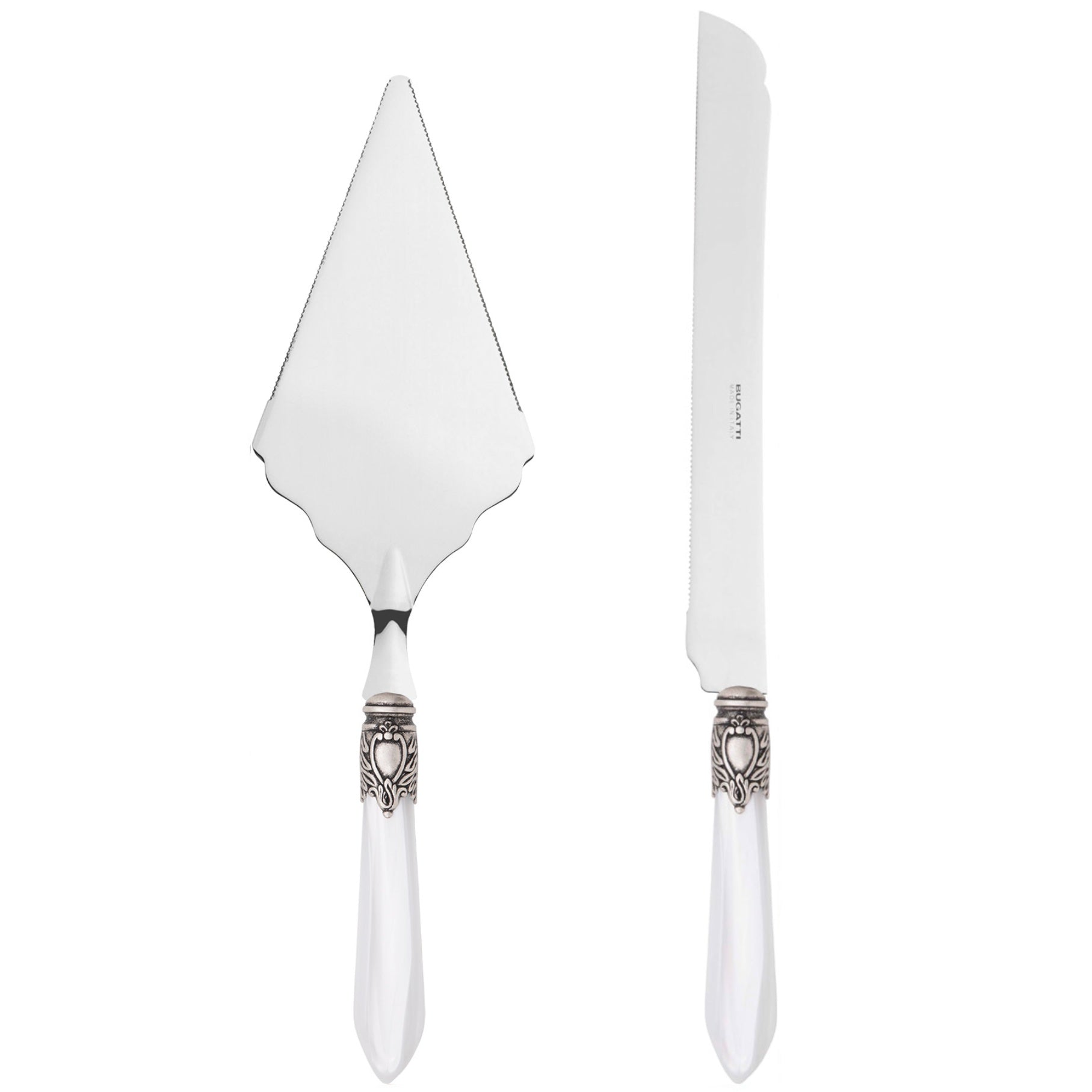 Oxford Antique 2 Piece Large Cake Serving Set serrated - White