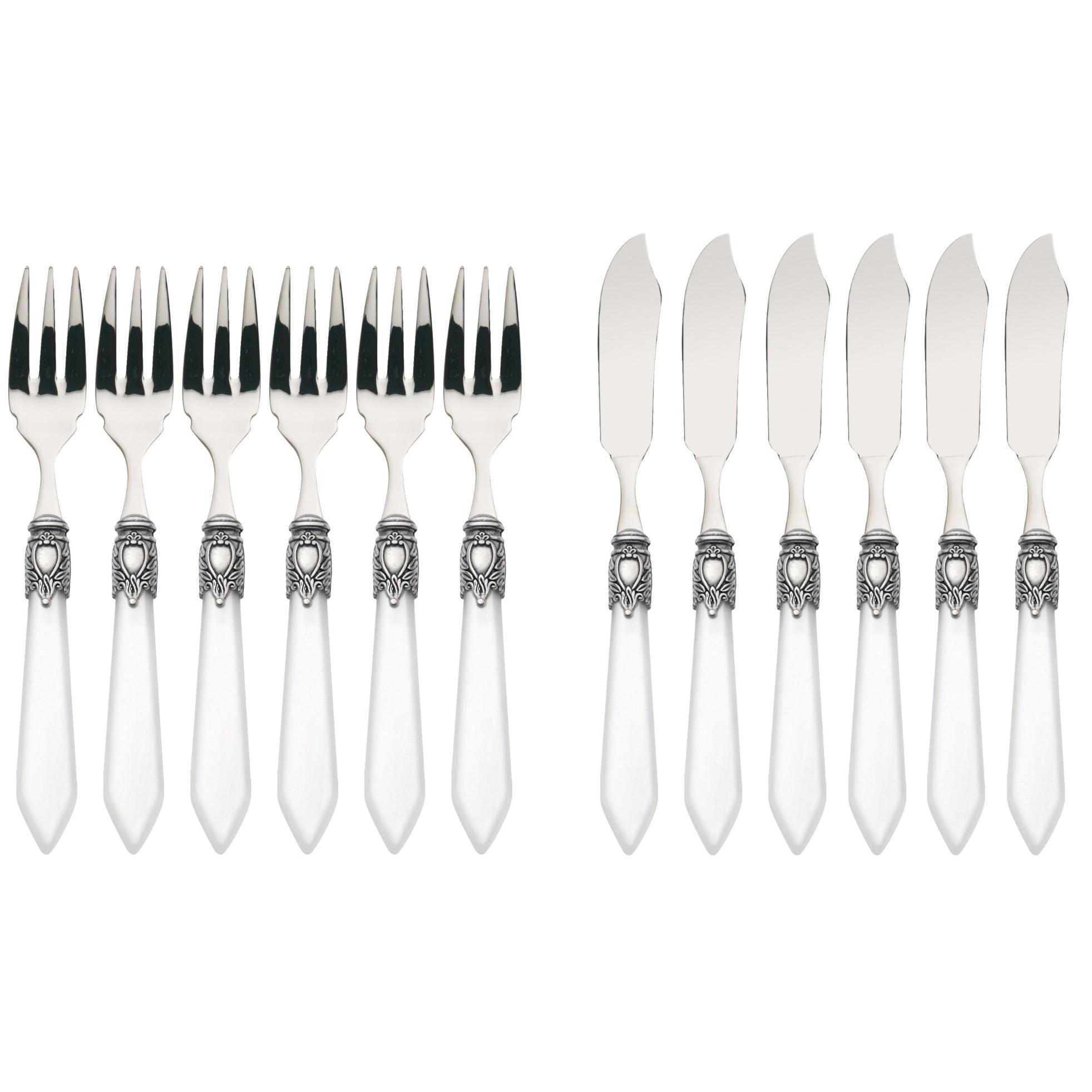 Oxford Antique 12 Piece Fish Set  White