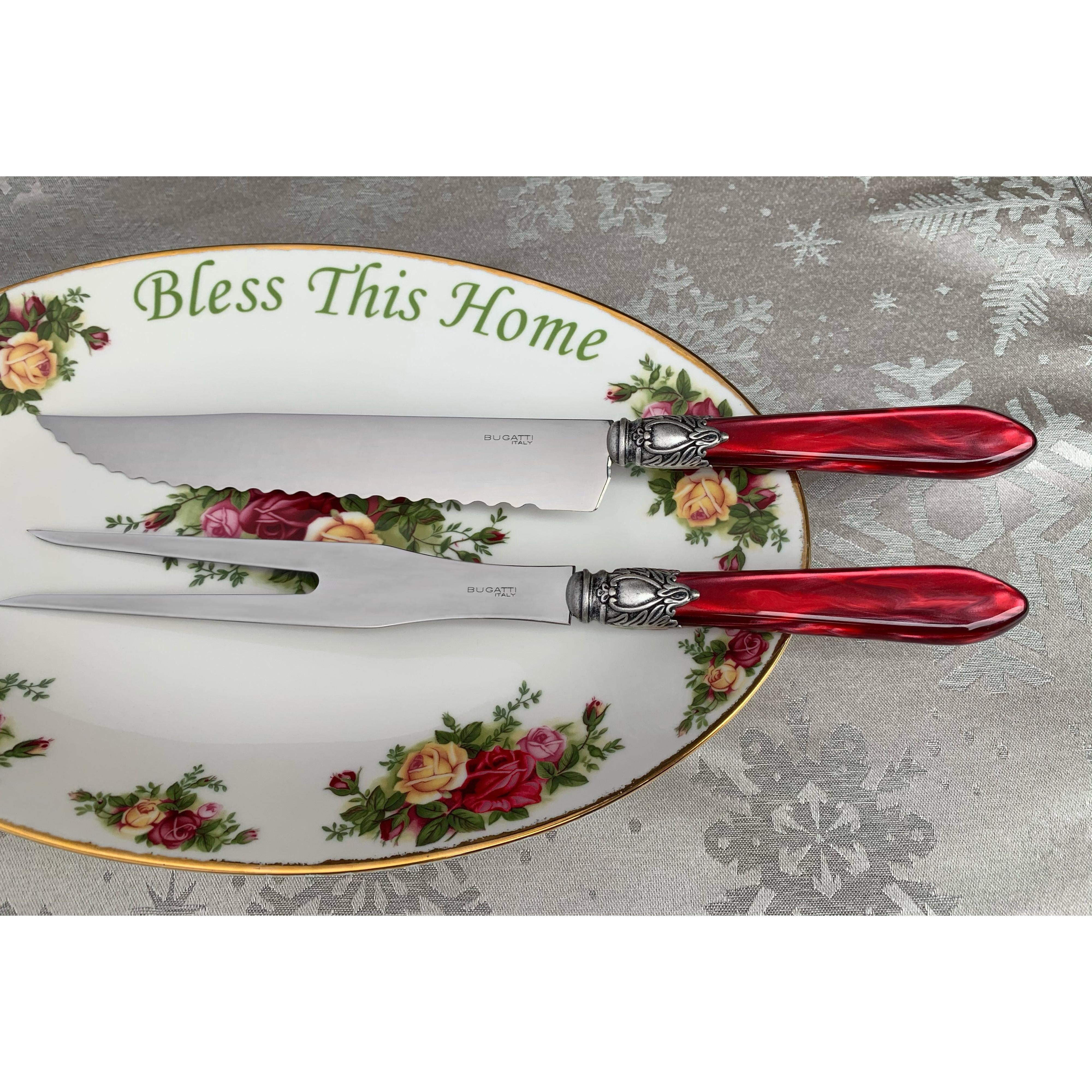 Oxford Antique Roast Carving Set - Burgundy