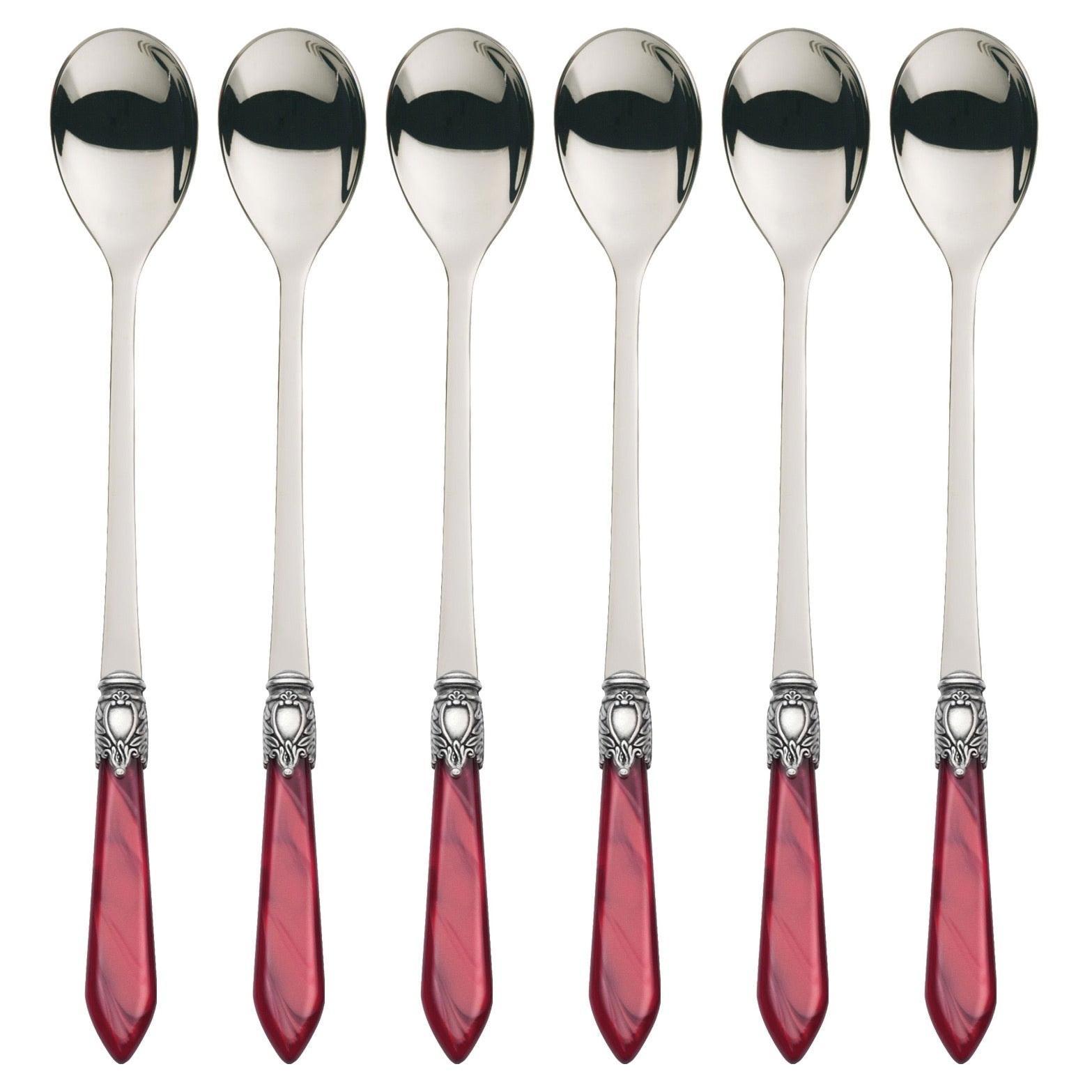 Oxford Antique 6 Piece Cocktail / Latte Spoons Burgundy