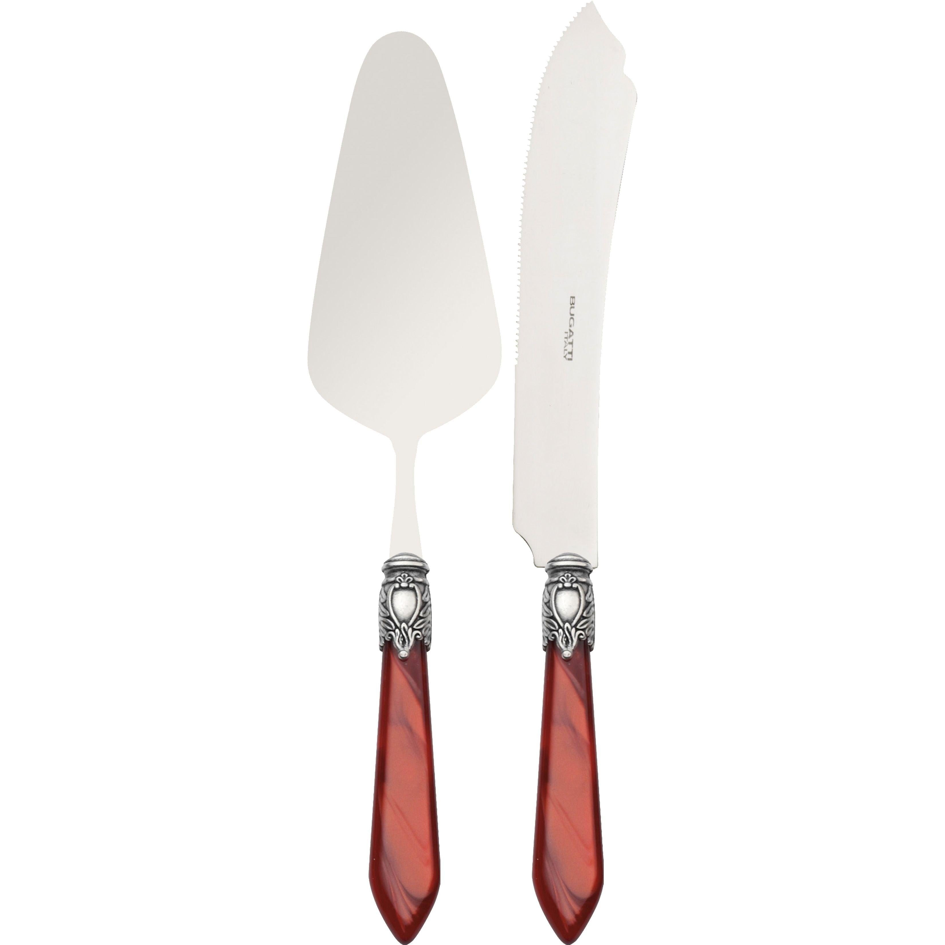 Oxford Antique 2 Piece Cake Serving set - Burgundy