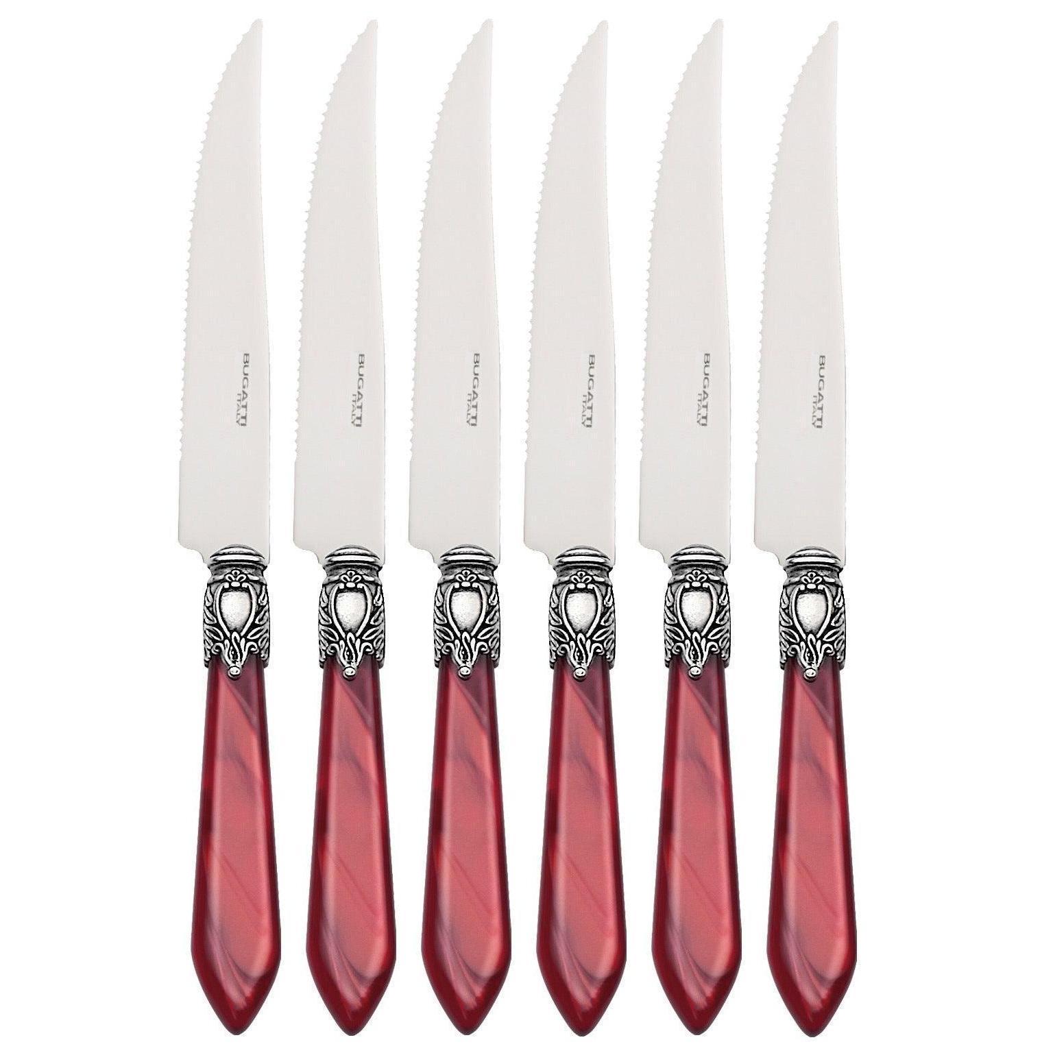 Oxford Antique 6 Piece Steak knife Set - BURGUNDY