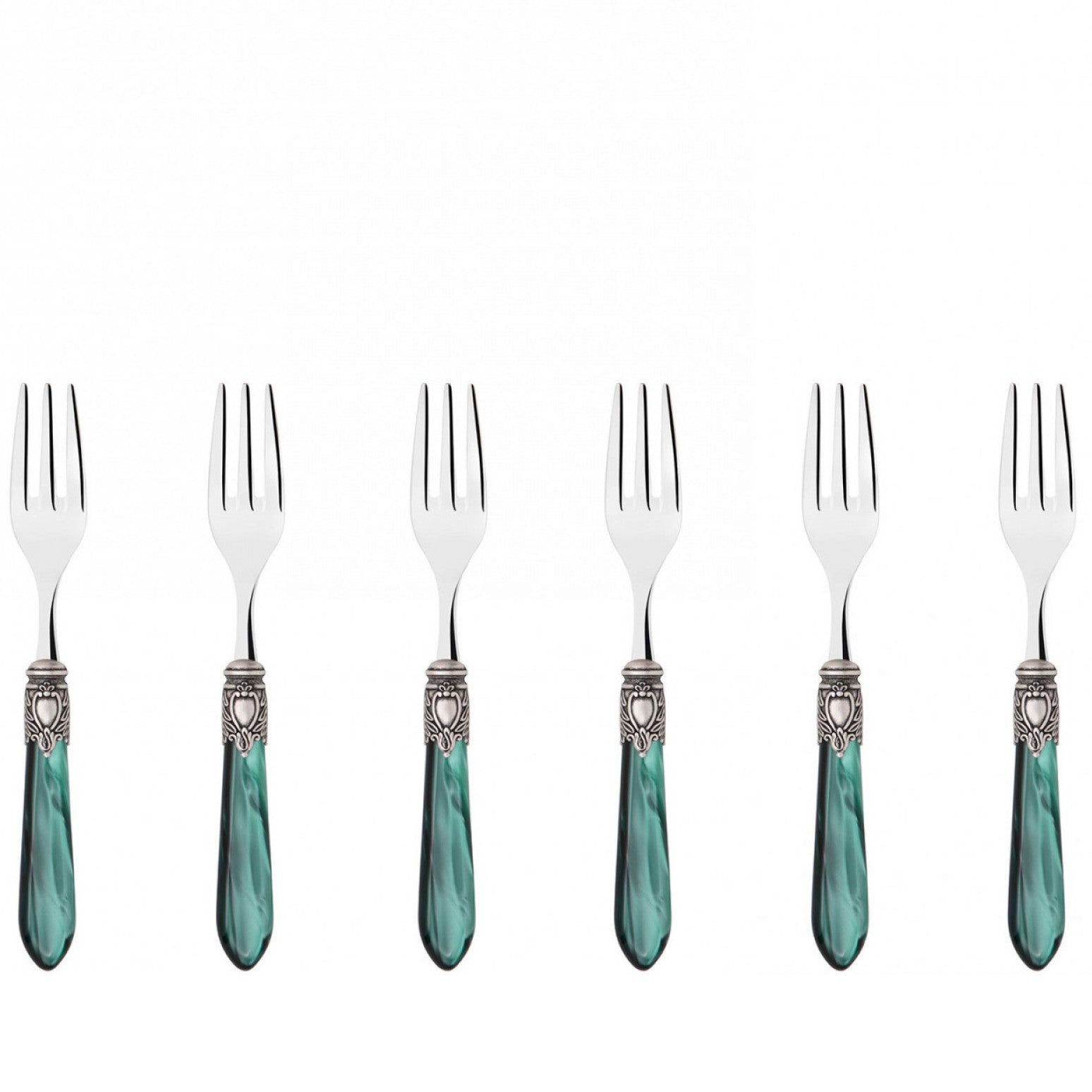 Oxford Antique 6 Piece Cocktail Fork Set Green