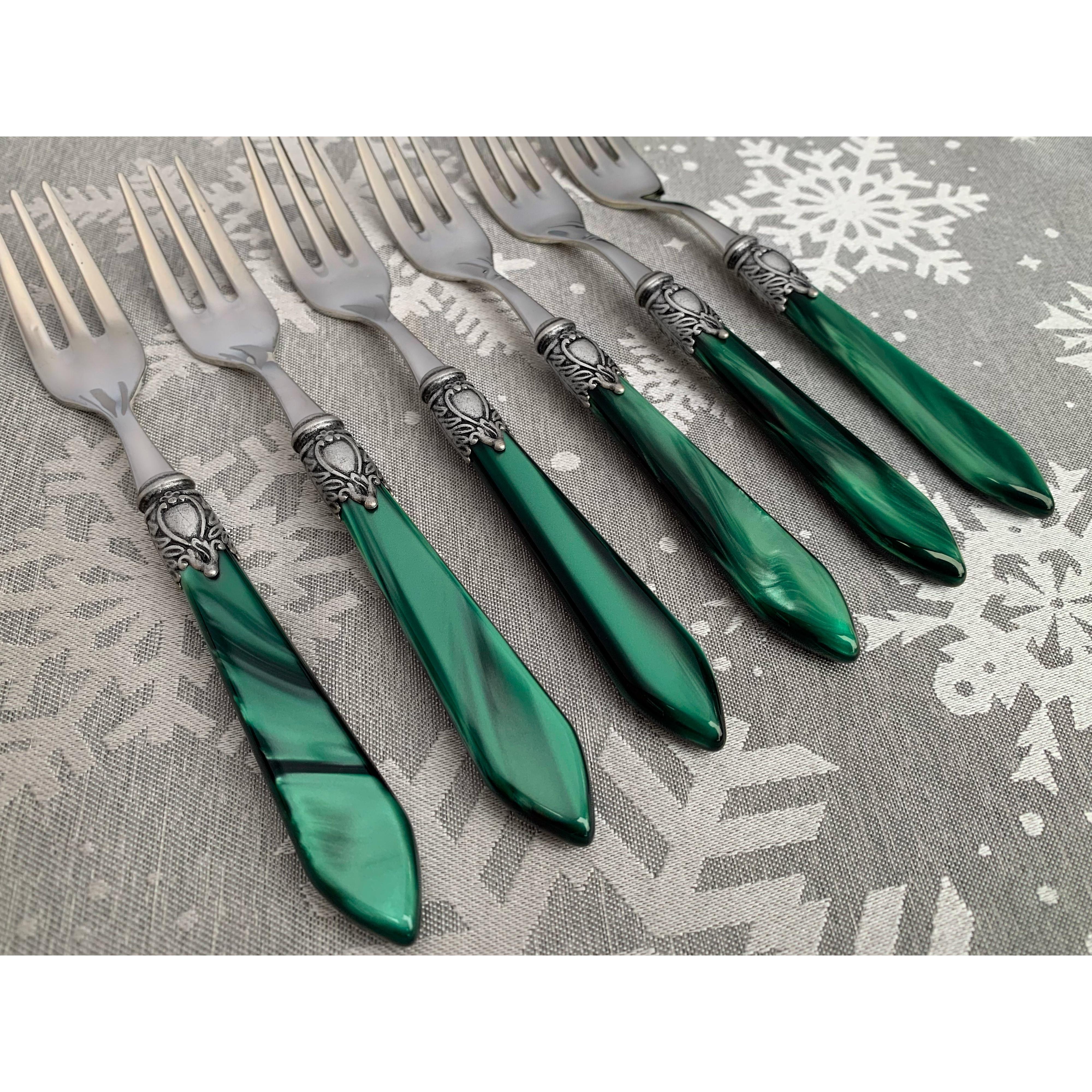 Oxford Antique 6 Piece Cocktail Fork Set Green