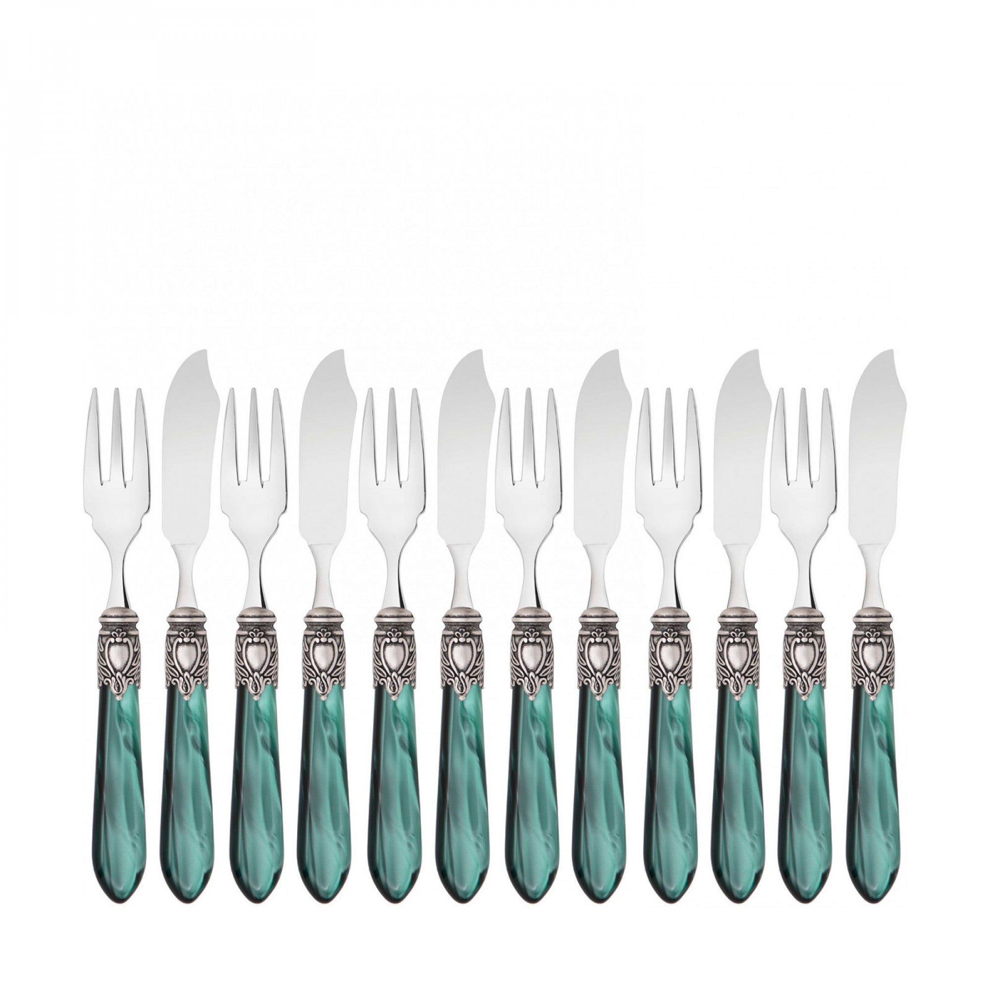 Oxford Antique 12 Piece Fish Set  Green