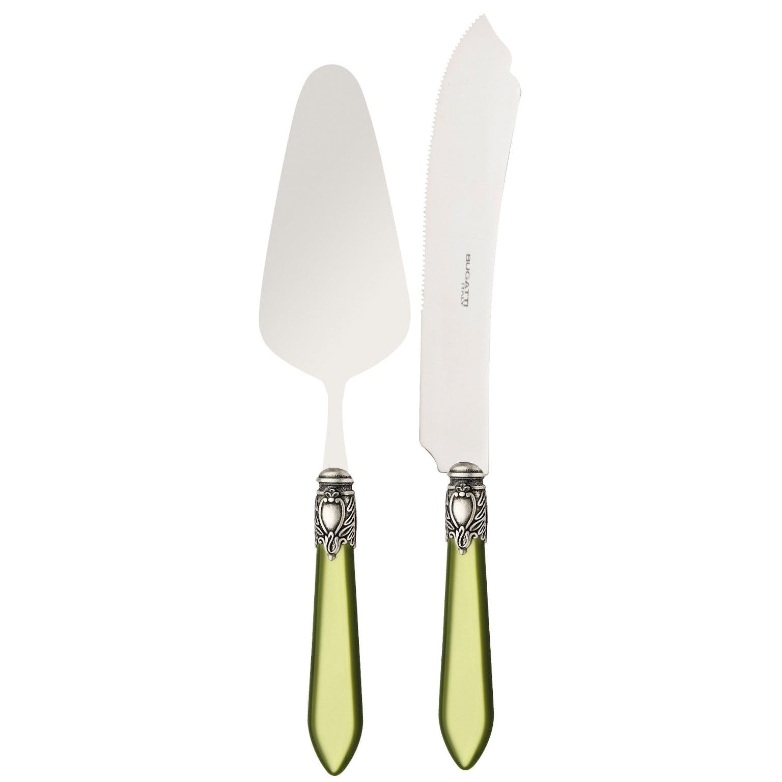 Oxford Antique 2 Piece Cake Serving set - Chartreuse