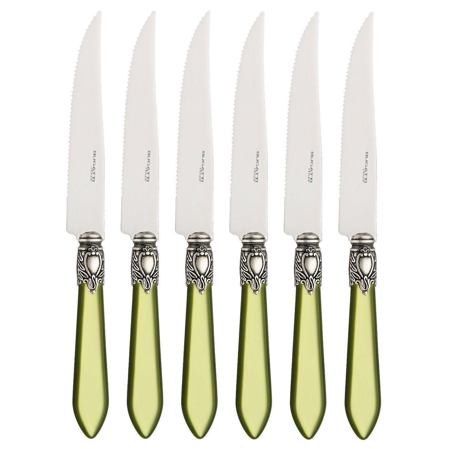 Oxford Antique 6 Piece Steak knife Set - CHARTREUSE