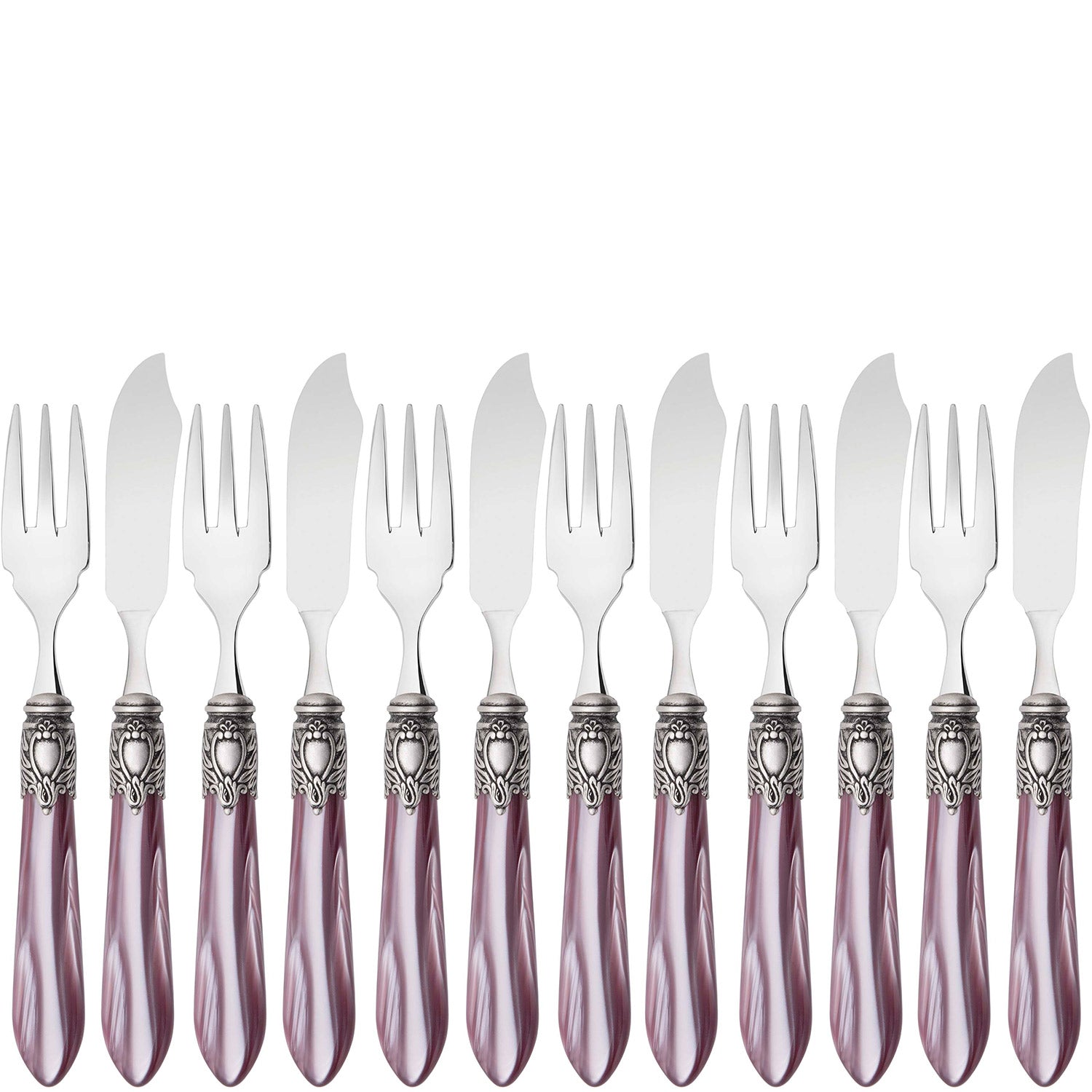 Oxford Antique 12 Piece Fish Set - Lilac
