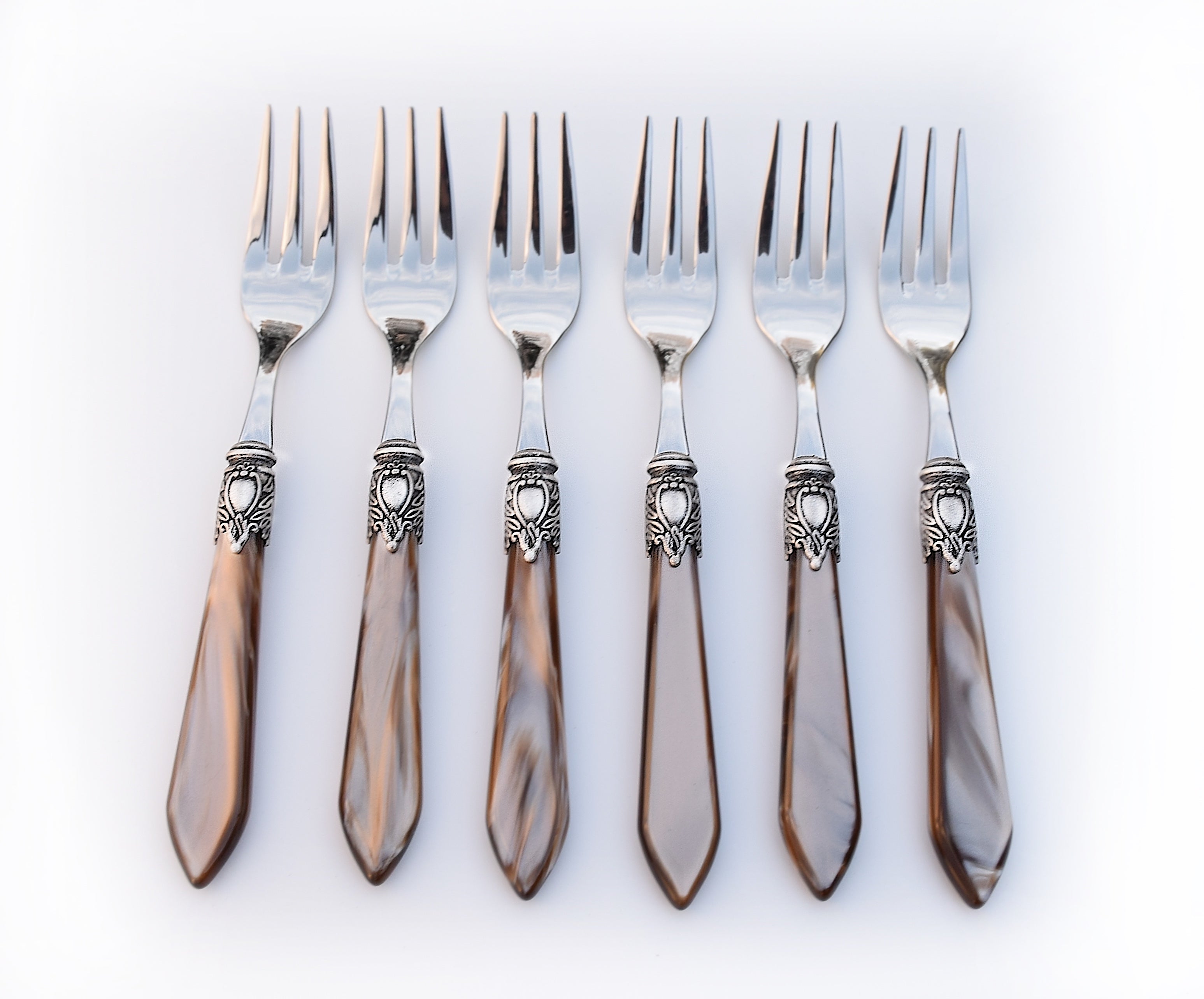 Oxford Antique 6 Piece Cocktail Fork Set Taupe /Onyx
