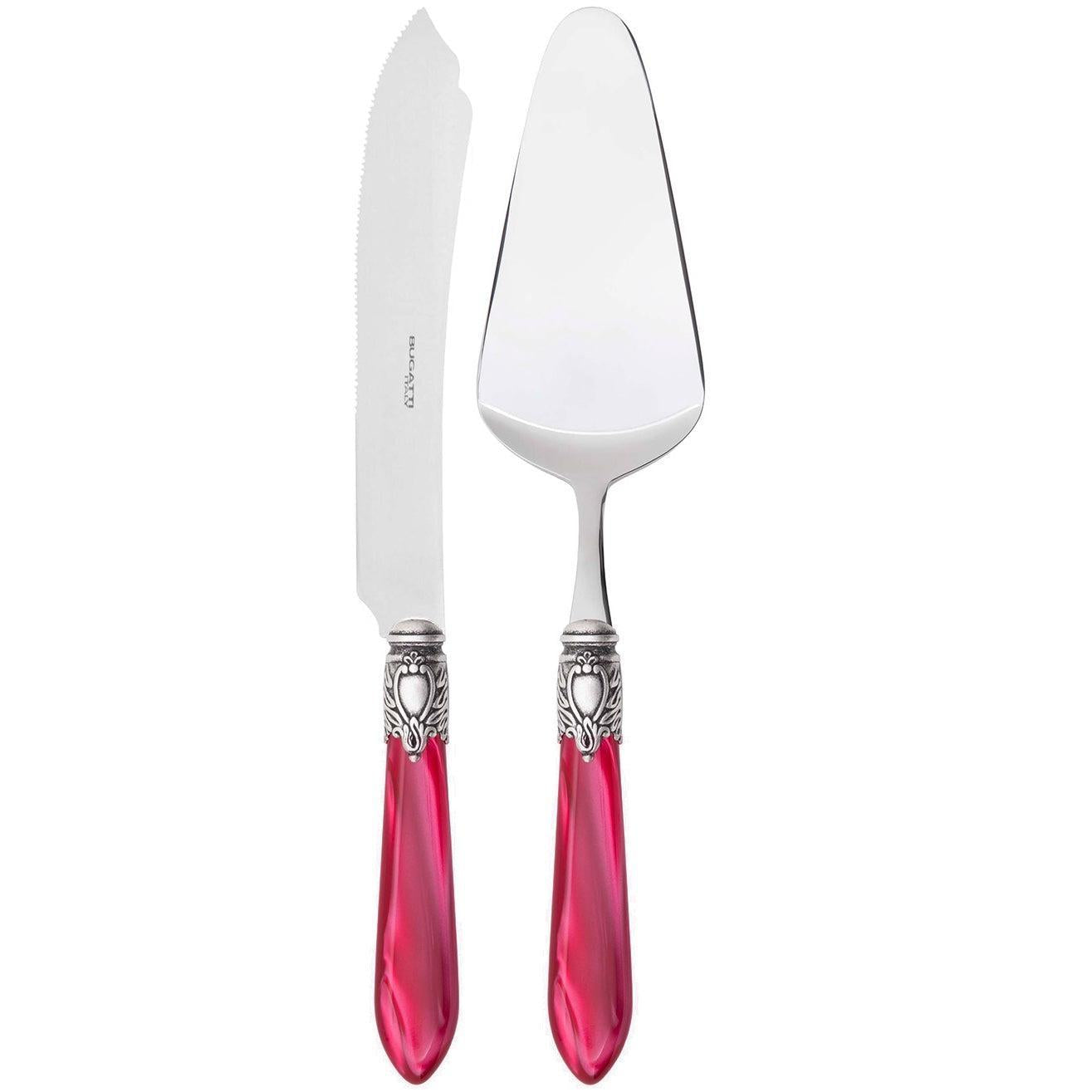 Oxford Antique 2 Piece Cake Serving set - Raspberry-Casa Bugatti USA