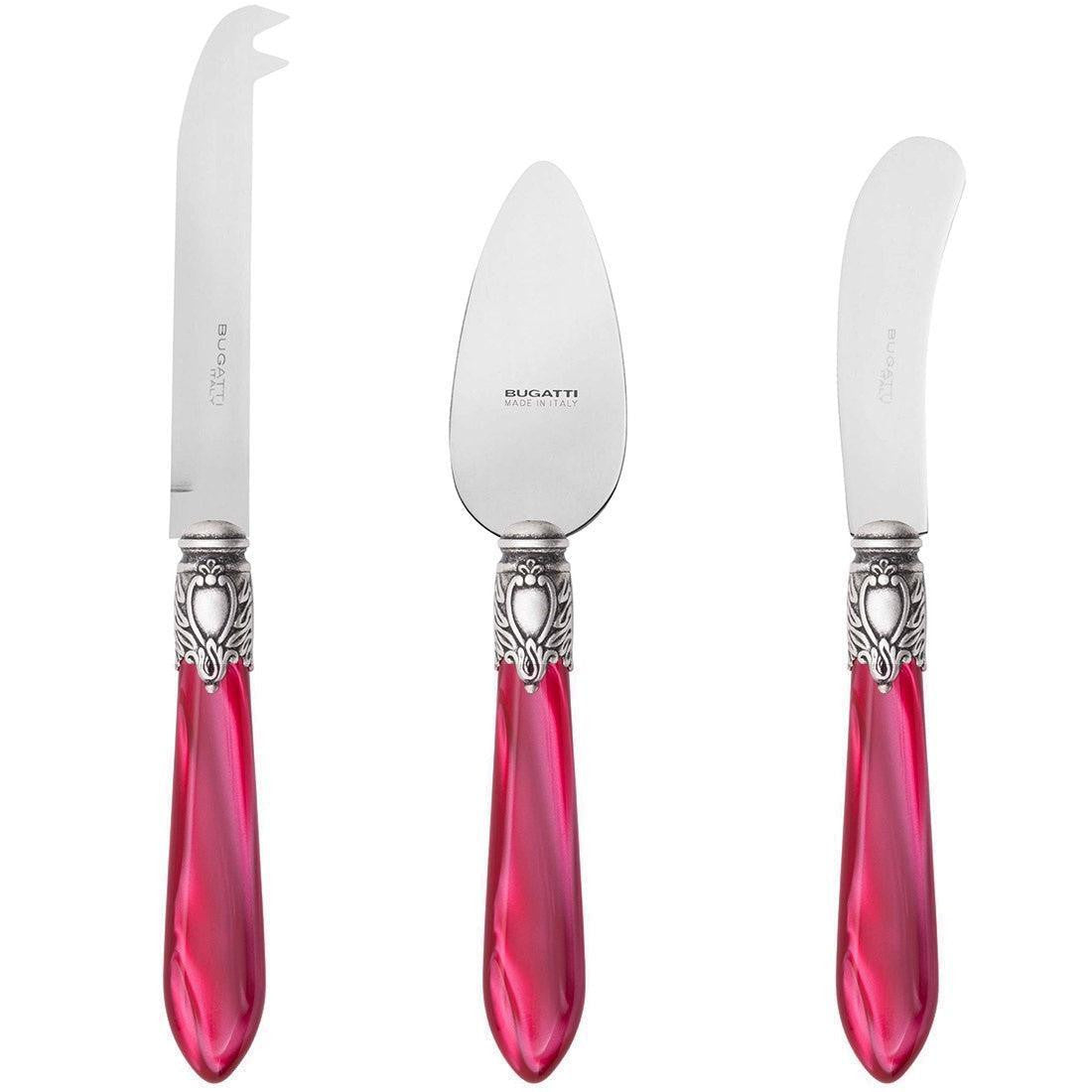 Oxford Antique 3 Piece Cheese Knife Set - Raspberry-Casa Bugatti USA