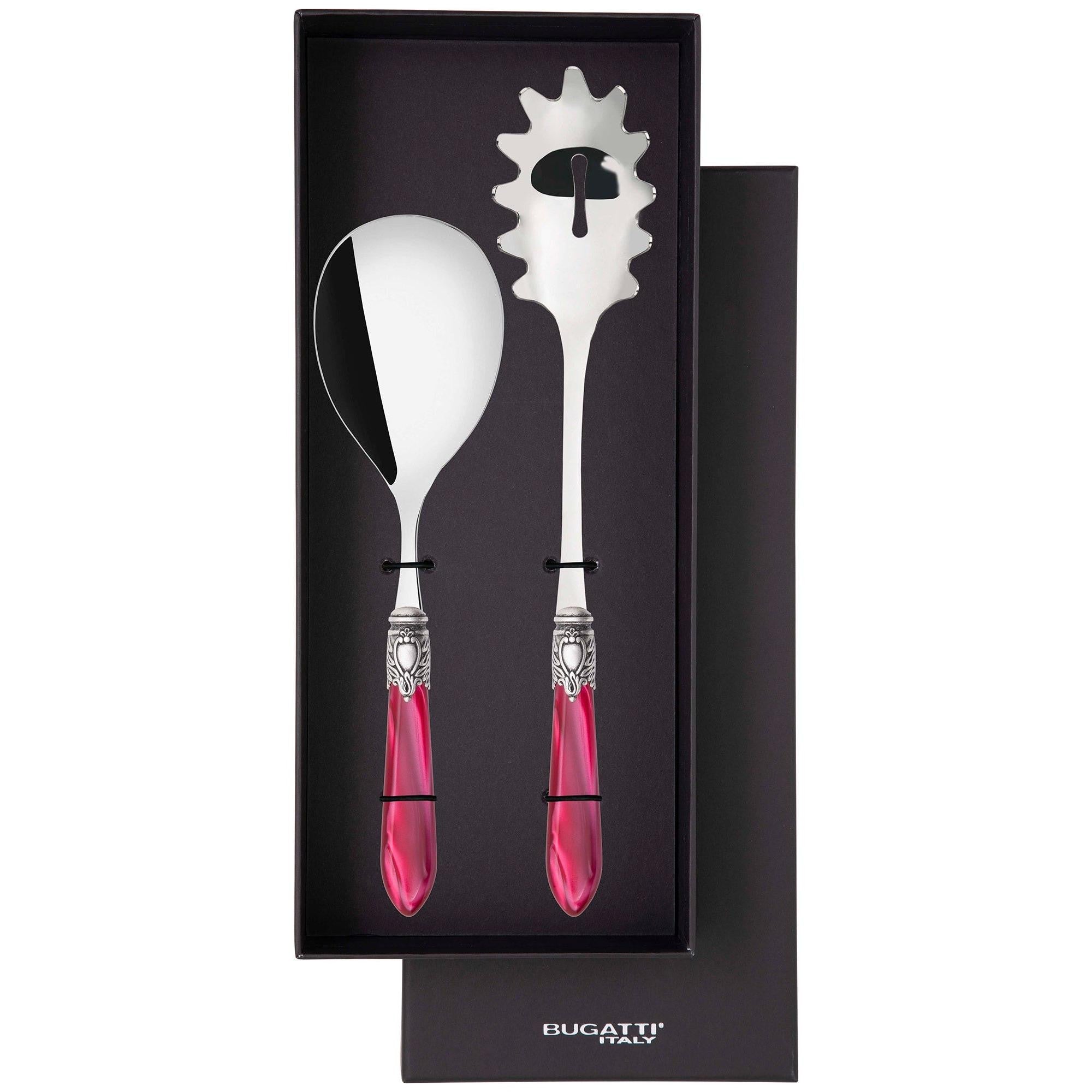 Oxford Antique 2 Piece Pasta Serving Set  Raspberry