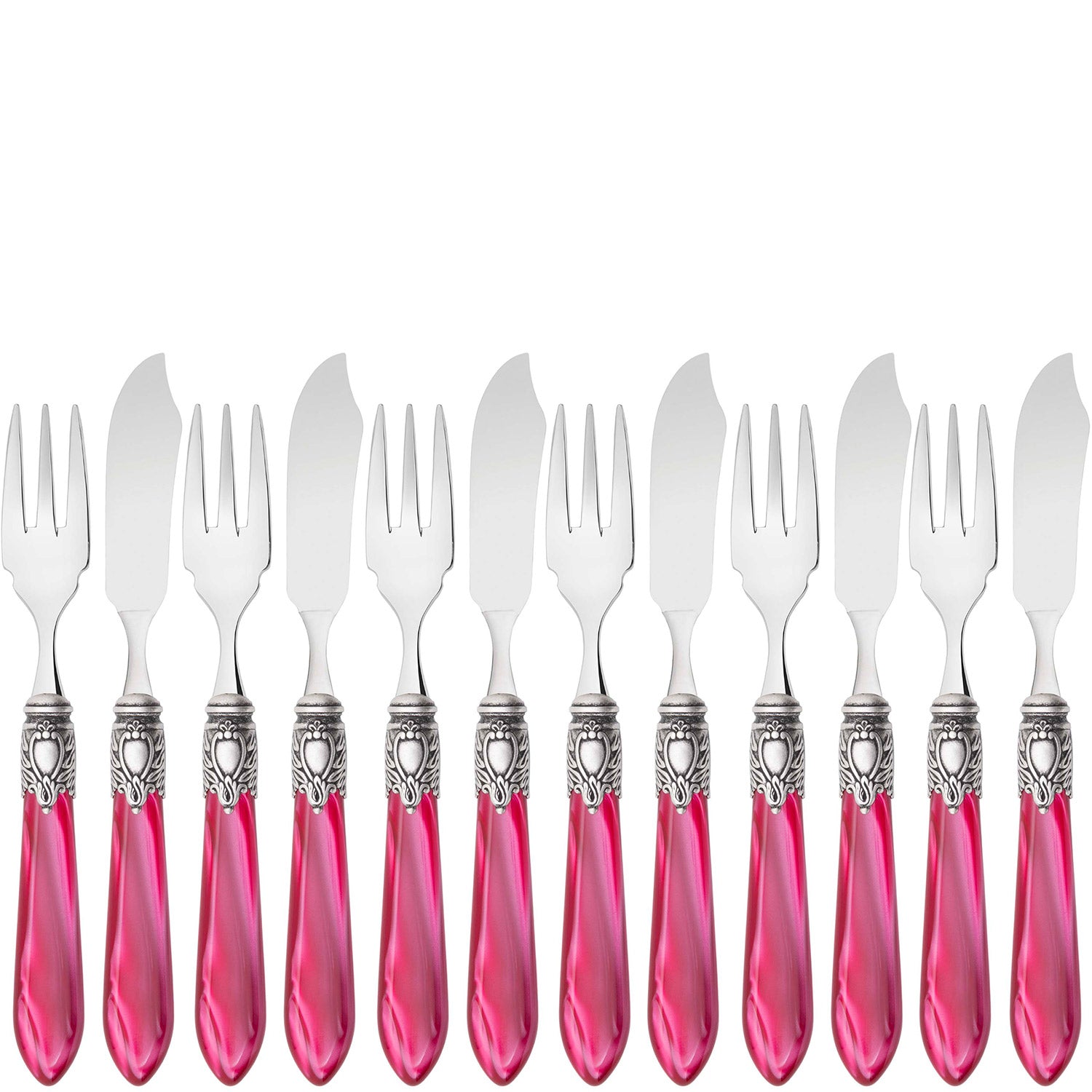 Oxford Antique 12 Piece Fish Set - Raspberry
