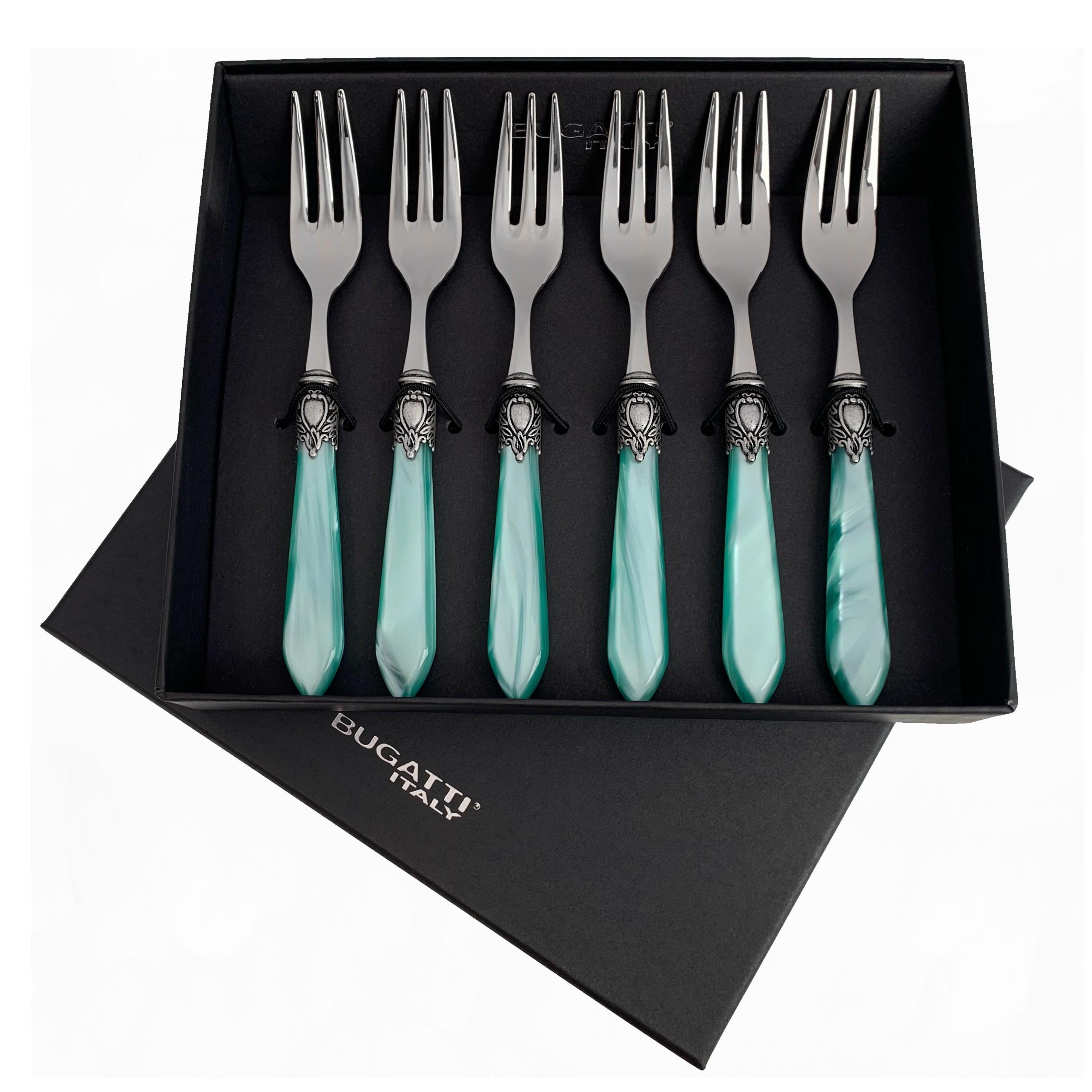 Oxford Antique Cocktail / Cake Forks Set Aqua