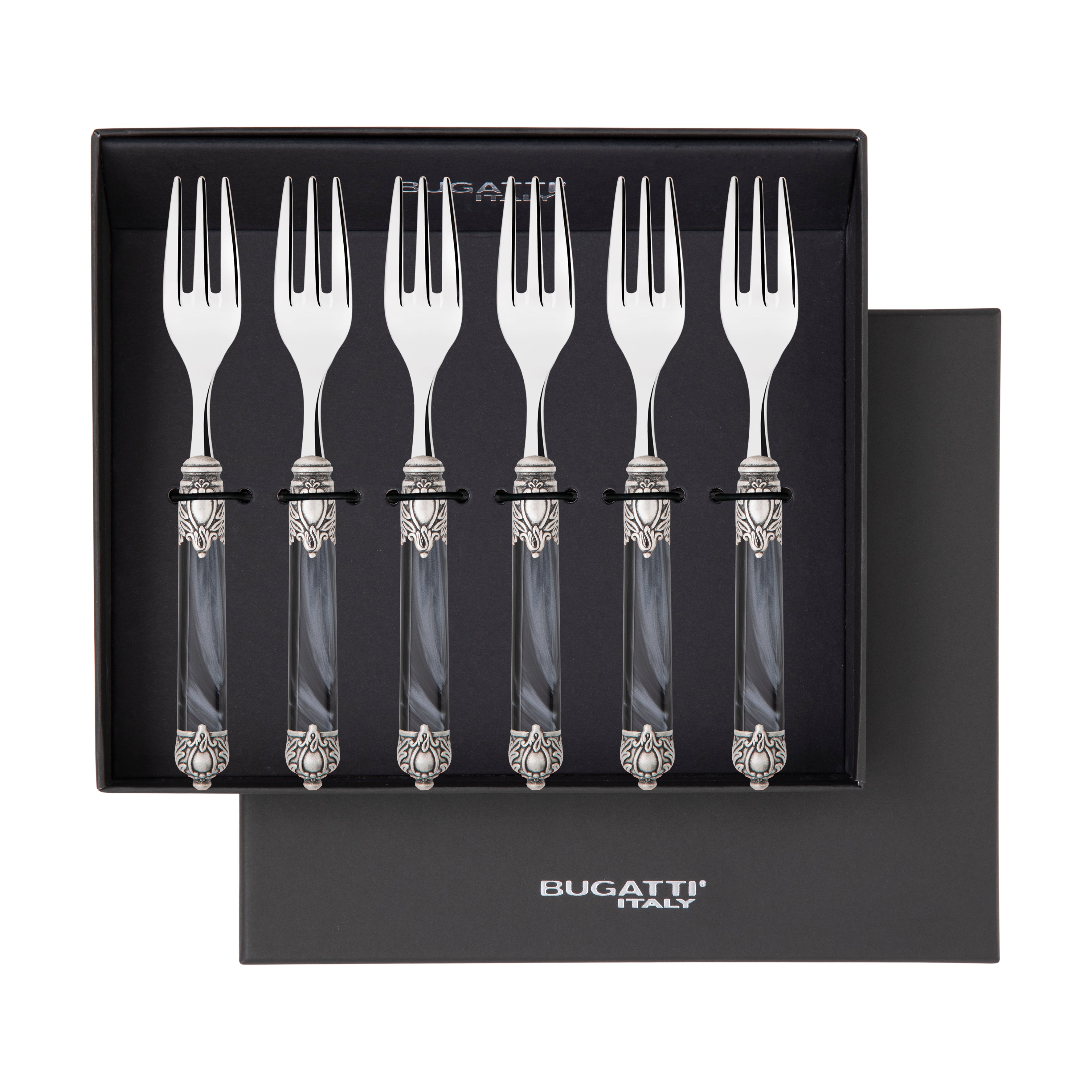 Rinascimento Antique Cocktail / Cake Forks Set in Gift Box - Charcoal