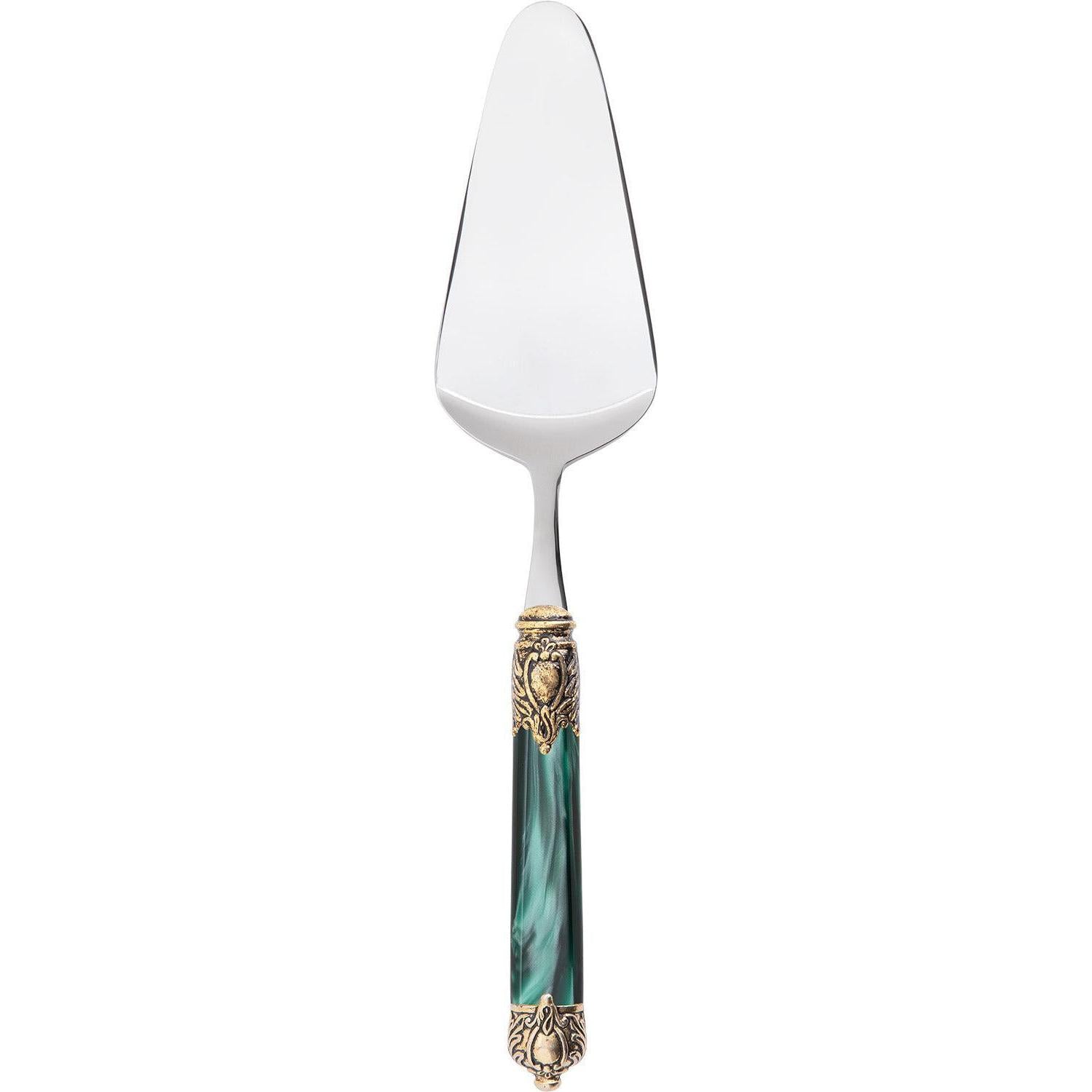 Rinascimento Gold ring Cake Server - Emerald Green
