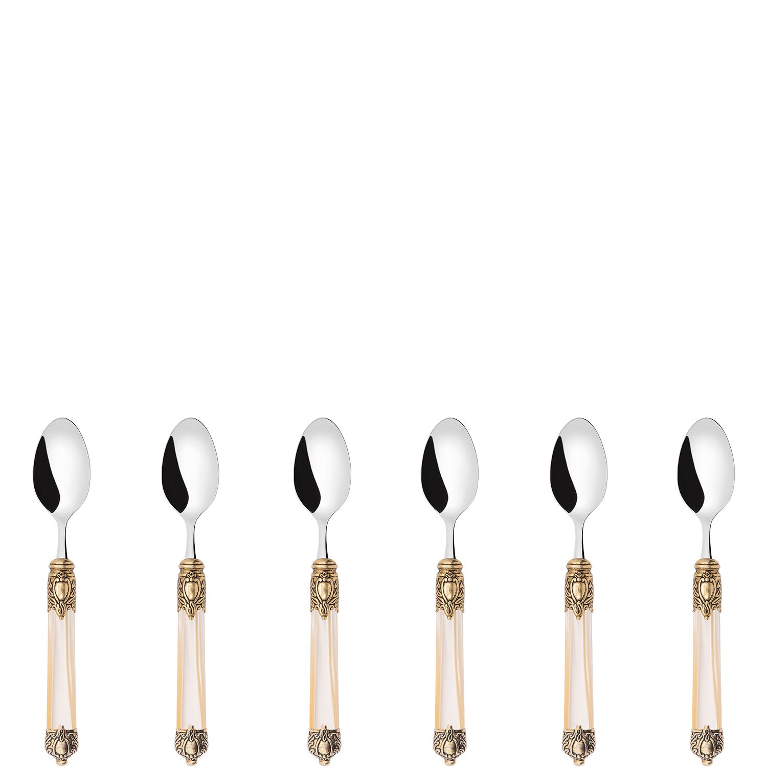 Rinascimento Gold ring Moka Spoon Set in Gift Box - Ivory