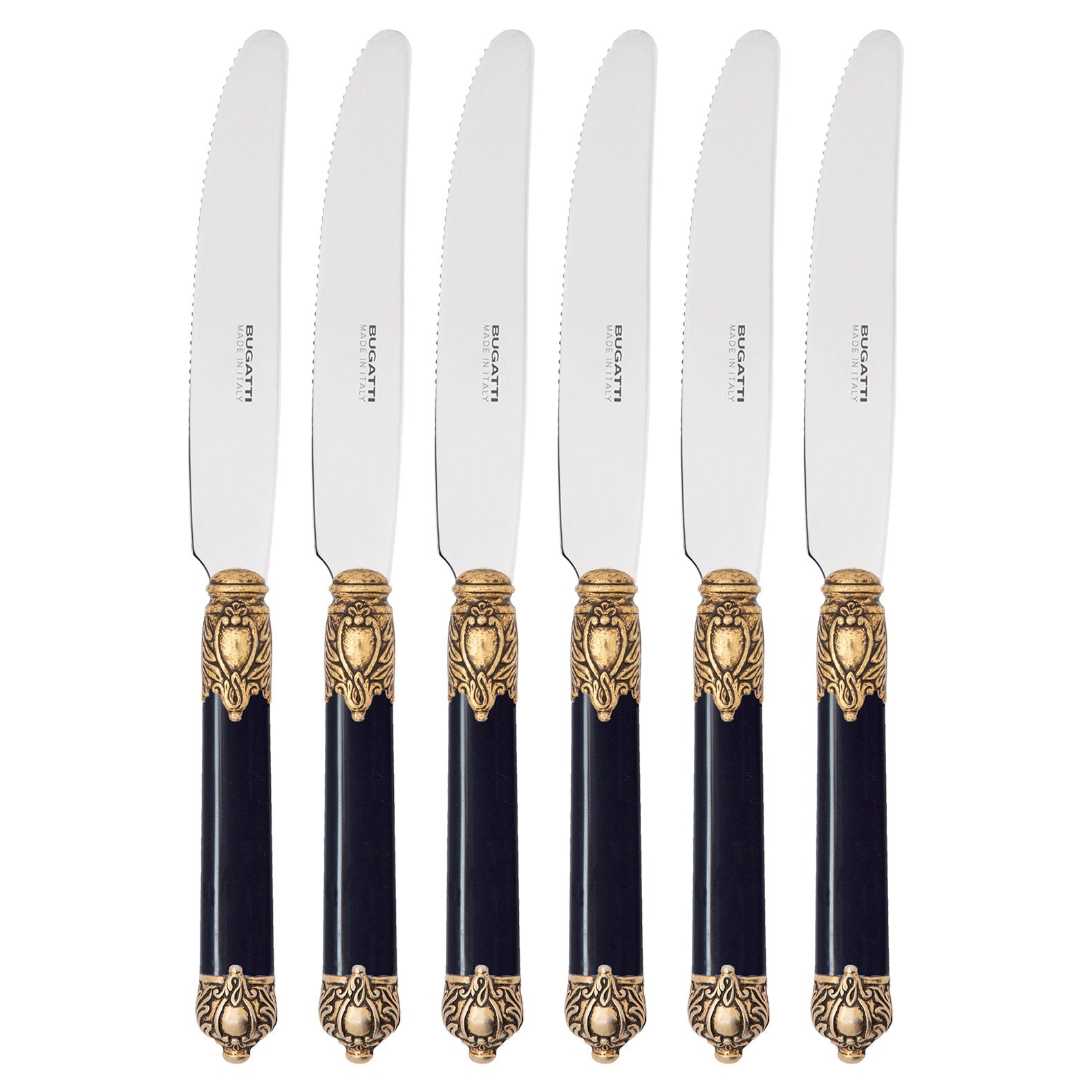 Rinascimento Antique Gold Fruit Knife Set 17,5 cm (6.89 Inch) - Black