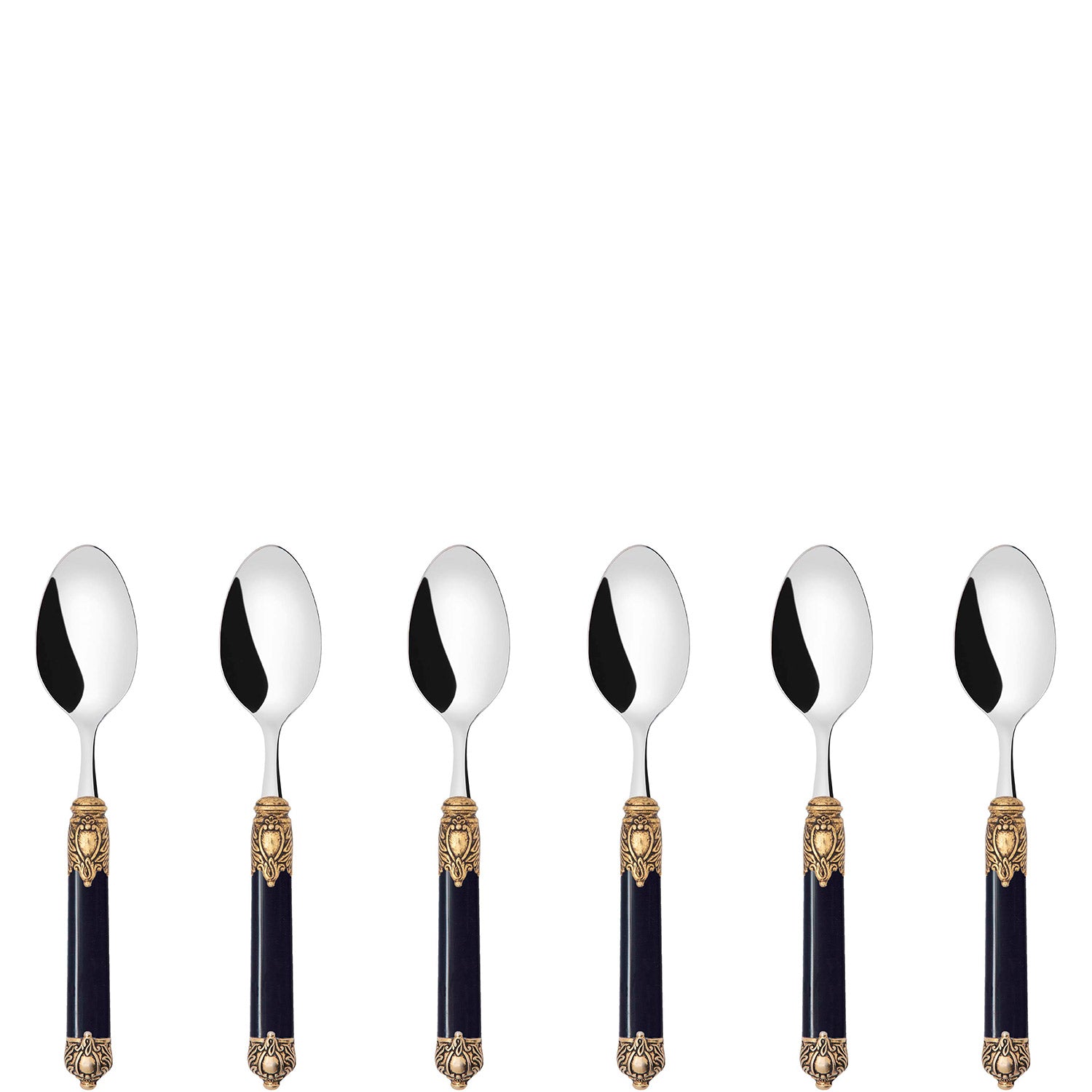 Rinascimento Antique Gold Coffee Spoon Set in Gift Box - Black