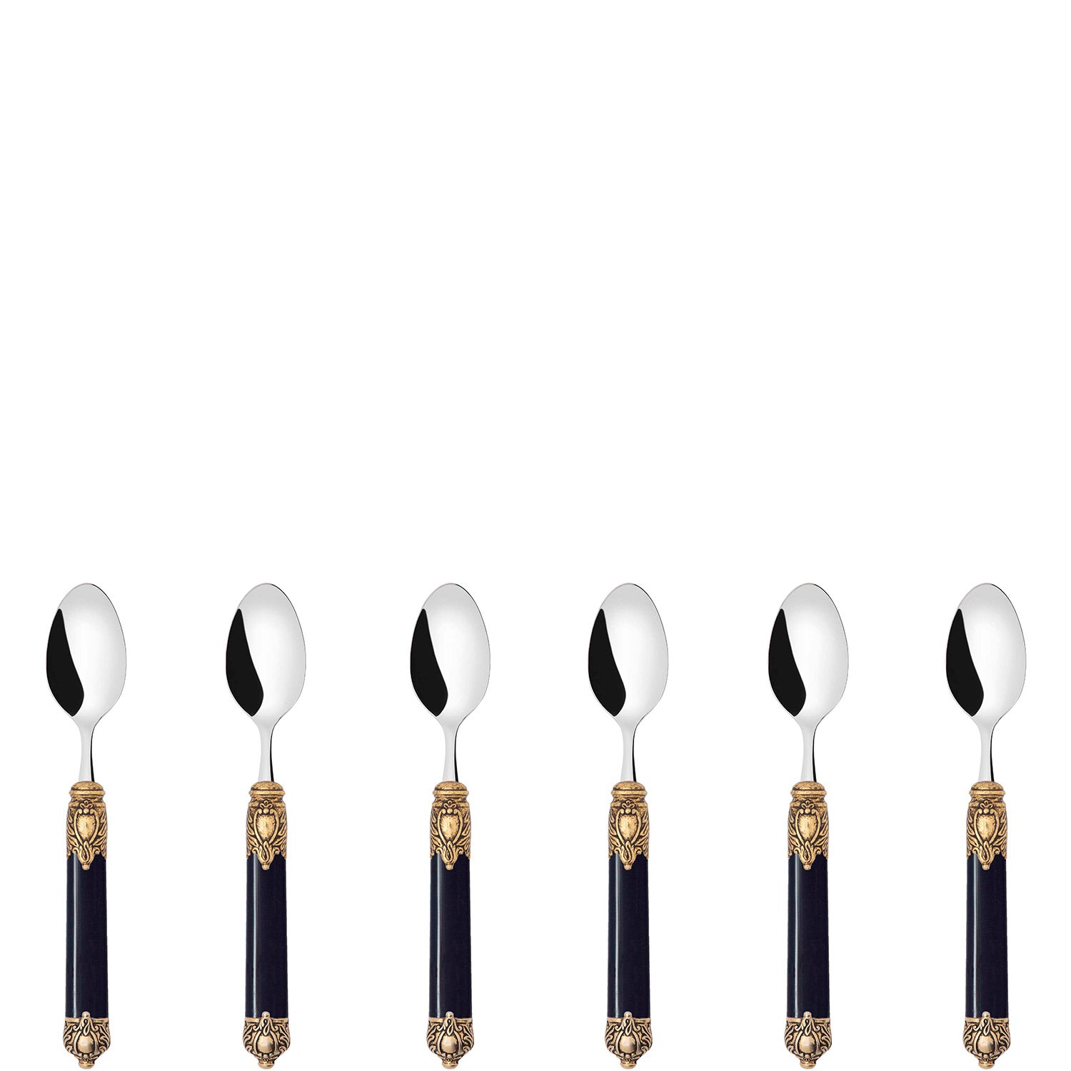 Rinascimento Antique Gold Moka Spoon Set in Gift Box - Black