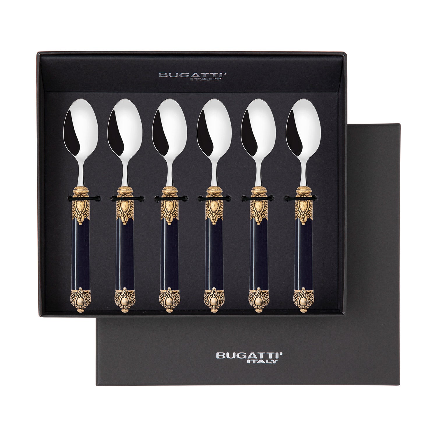 Rinascimento Antique Gold Moka Spoon Set in Gift Box - Black