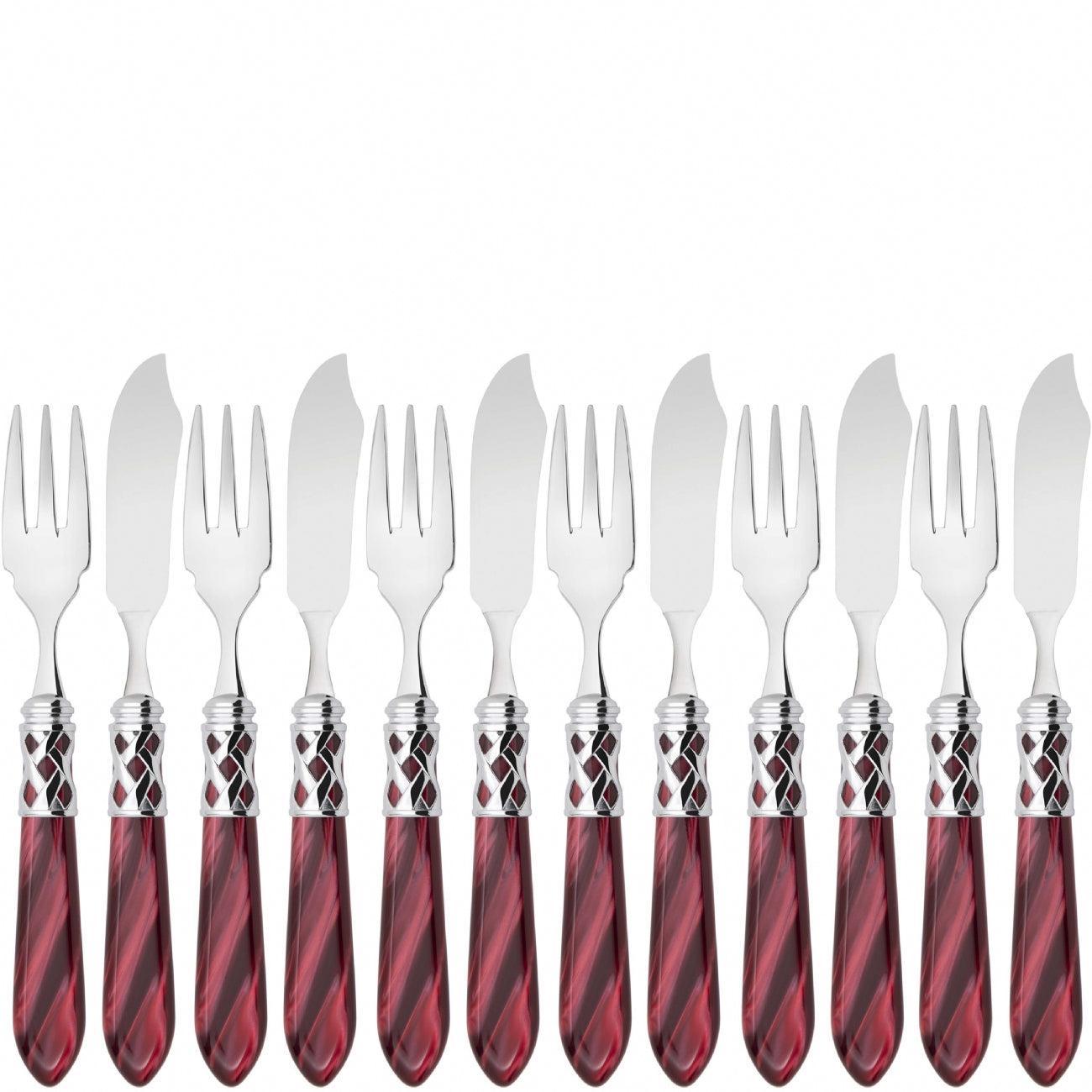 Aladdin Brilliant 12 Piece Fish Set - burgundy