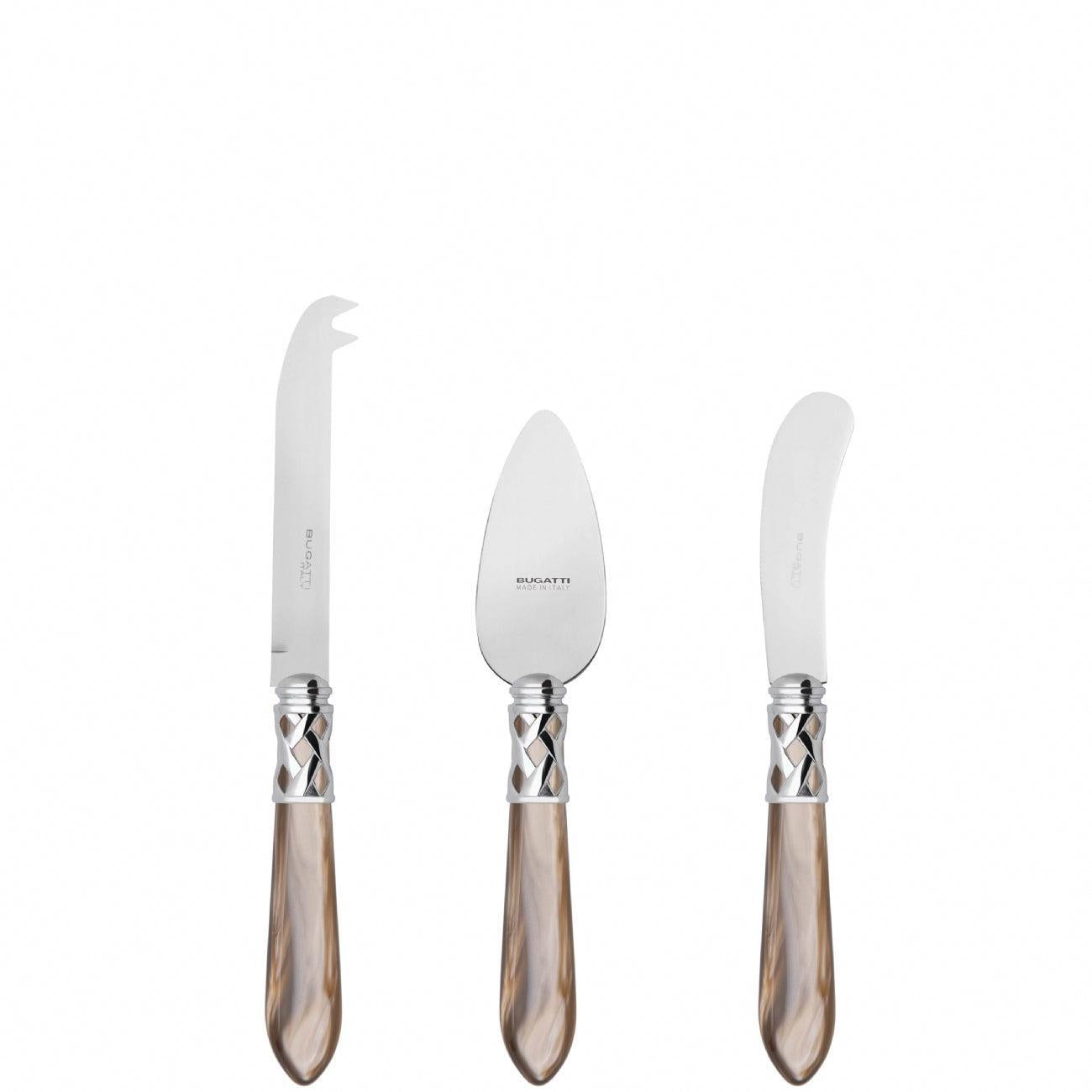Aladdin Brilliant 3 Piece Cheese Knife Set - Taupe-Casa Bugatti USA