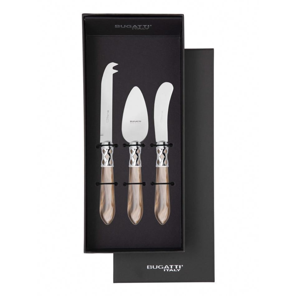 Aladdin Brilliant 3 Piece Cheese Knife Set - Taupe-Casa Bugatti USA