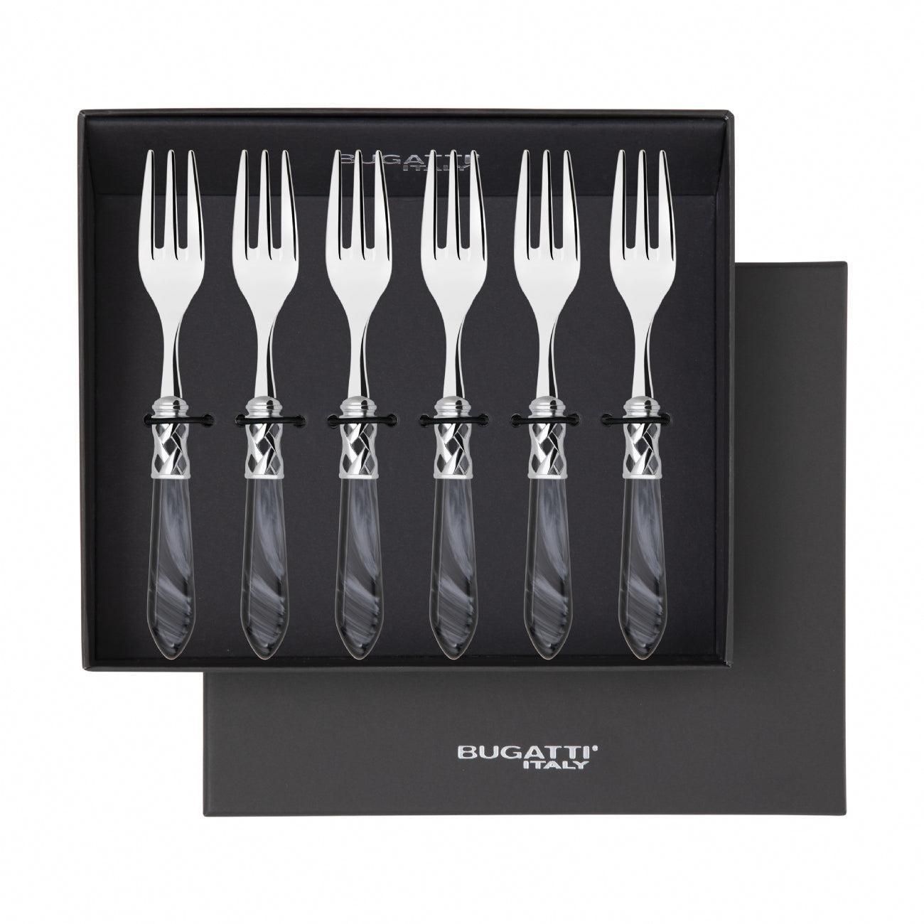 Aladdin Brilliant Cocktail / Cake Fork Set in gift box - charcoal-Casa Bugatti USA