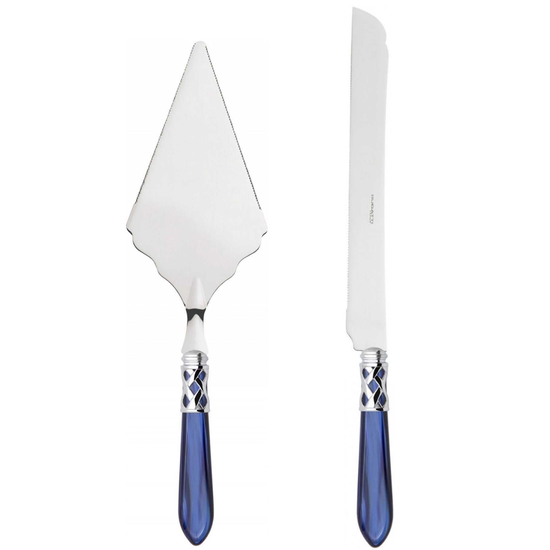 Aladdin Brilliant 2 Piece Large Cake Serving Set serrated, Royal Blue — Casa Bugatti