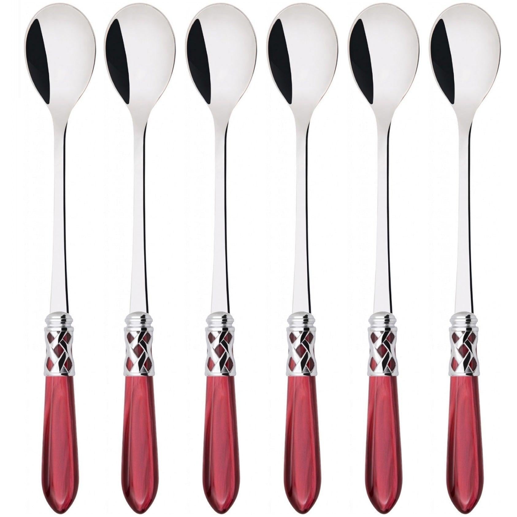 Aladdin Brilliant Ice Tea / Cocktail Spoon Set - Burgundy-Casa Bugatti USA