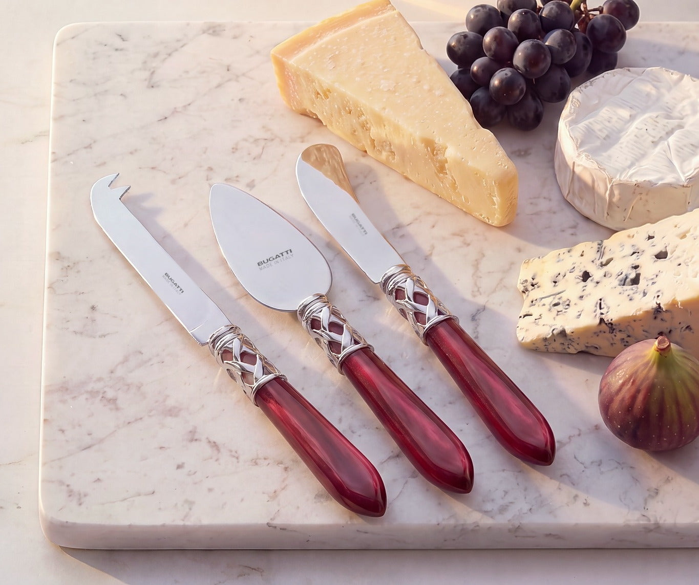 Aladdin Brilliant 3 piece cheese knife set, Burgundy — Casa Bugatti