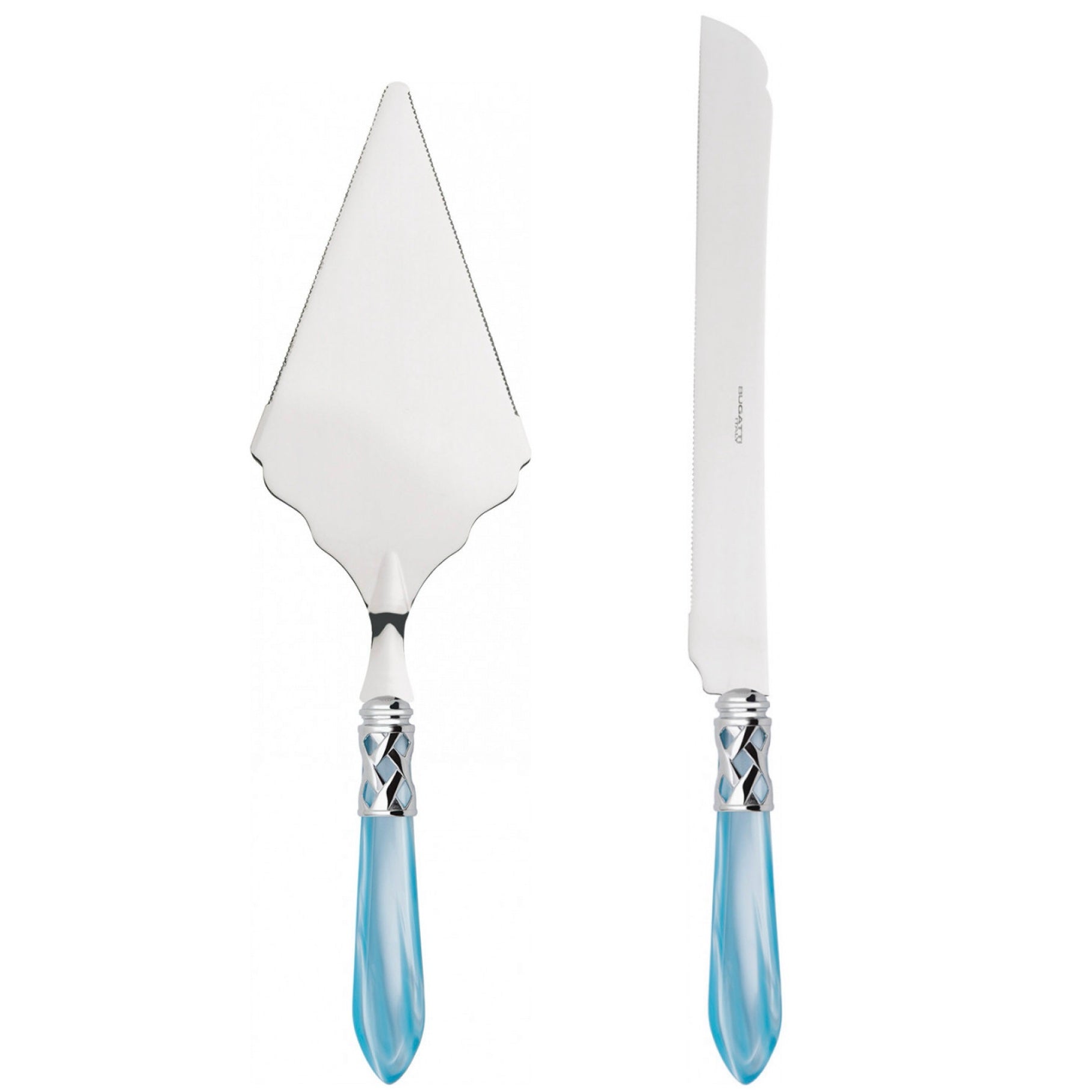 Aladdin Brilliant 2 Piece Large Cake Serving Set serrated, Sky Blue — Casa Bugatti