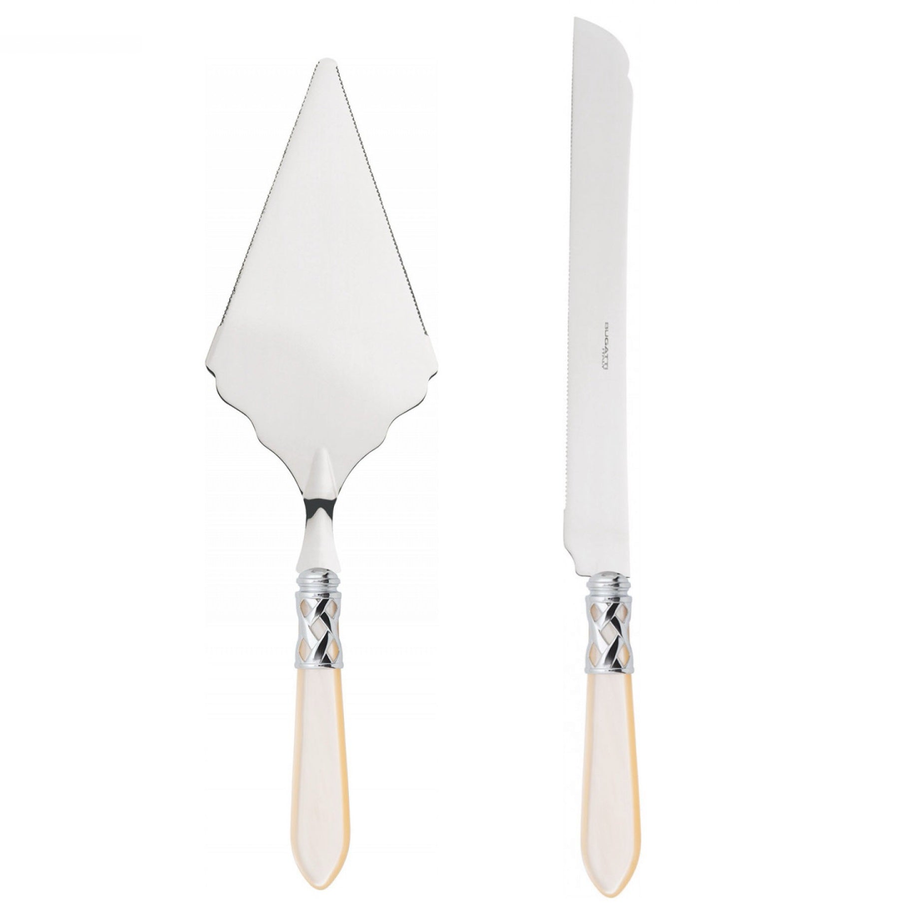 Aladdin Brilliant 2 Piece Large Cake Serving Set serrated - Ivory-Casa Bugatti USA