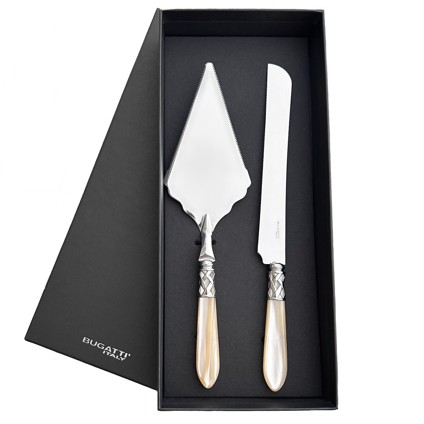 Aladdin Brilliant 2 Piece Large Cake Serving Set serrated - Ivory-Casa Bugatti USA