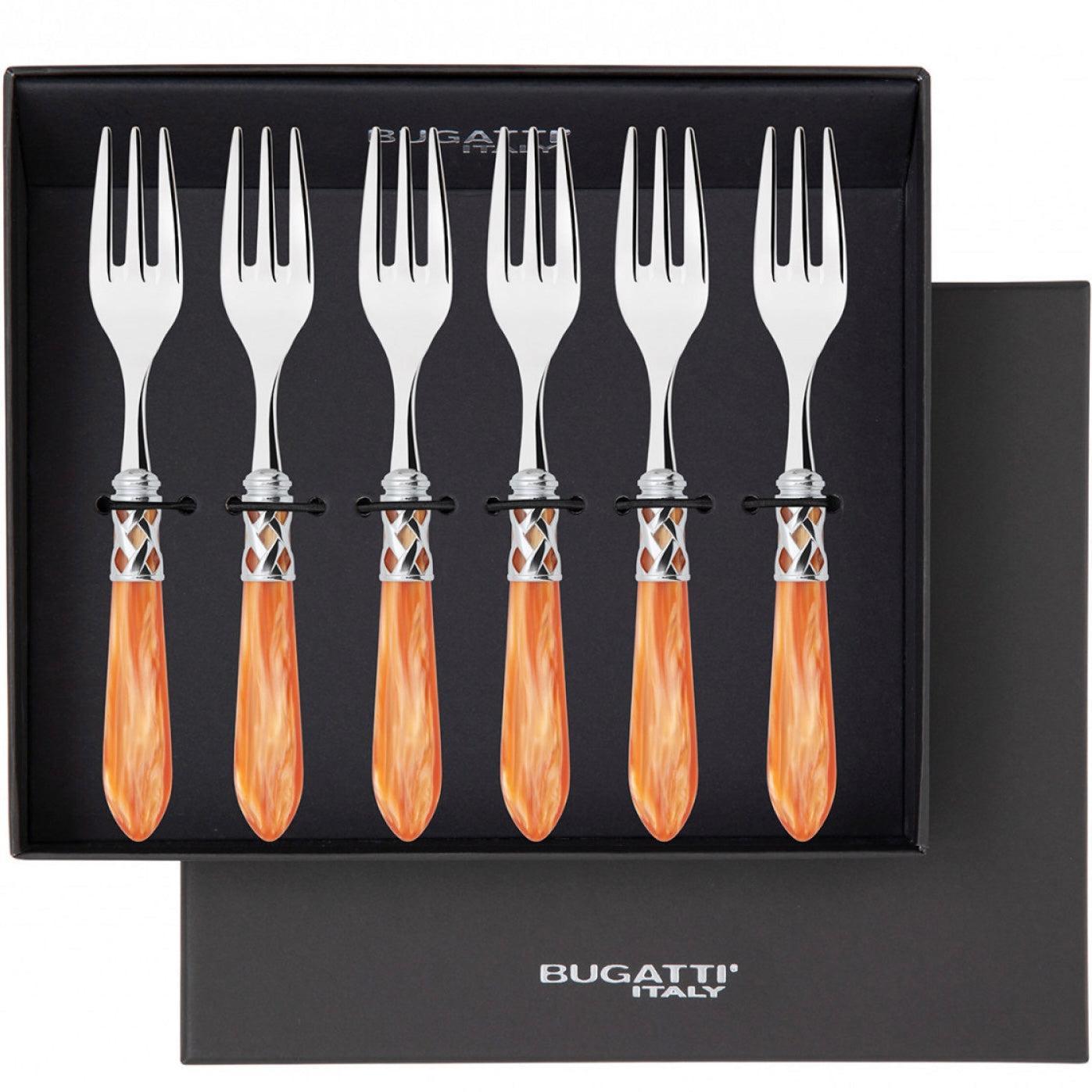 Aladdin Brilliant Cocktail / Cake Fork Set, Tangerine — Casa Bugatti