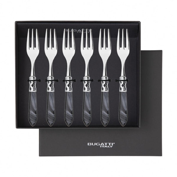 Aladdin Brilliant Cocktail / Cake Fork Set in gift box - charcoal-Casa Bugatti USA
