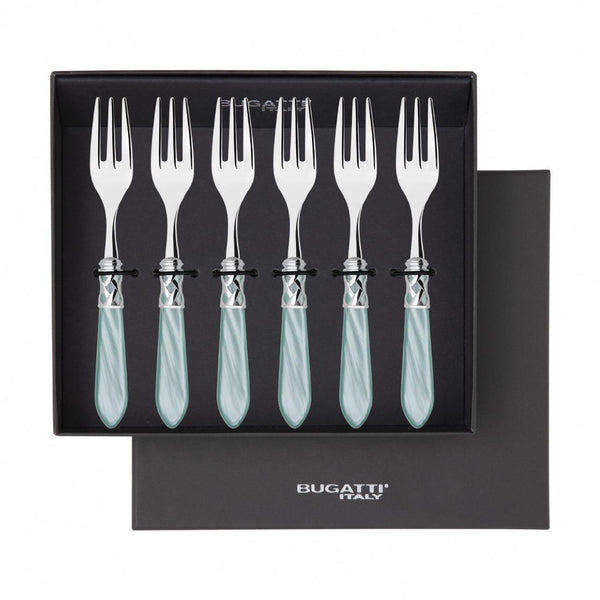 Aladdin Brilliant Cocktail / Cake Fork Set in gift box - aqua